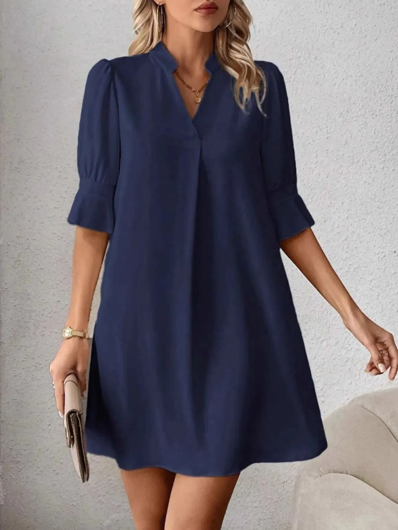 Notched Half Sleeve Mini Dress sold by Charming Charlie product image thumbnail 3