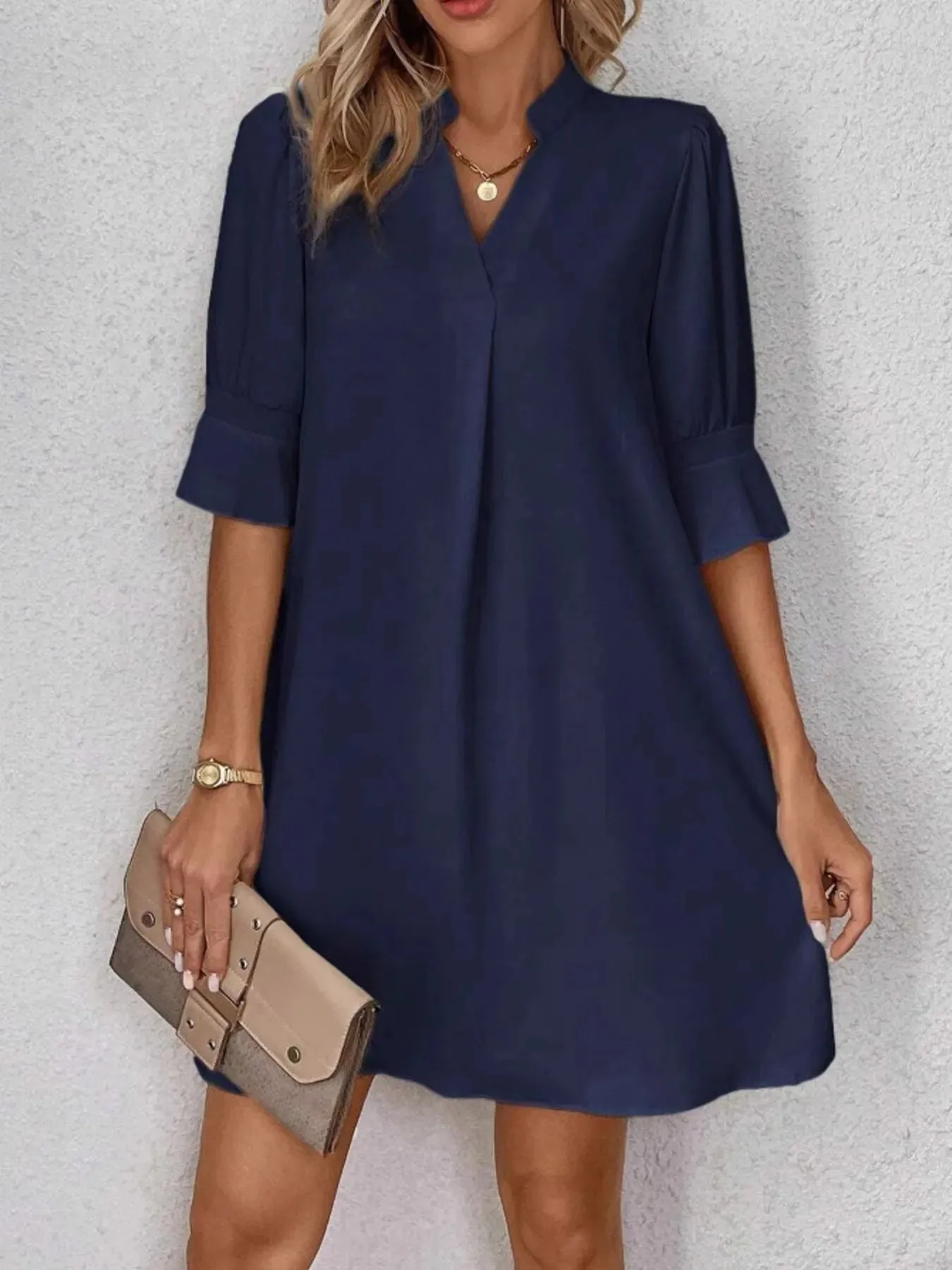 Notched Half Sleeve Mini Dress sold by Charming Charlie product image thumbnail 2