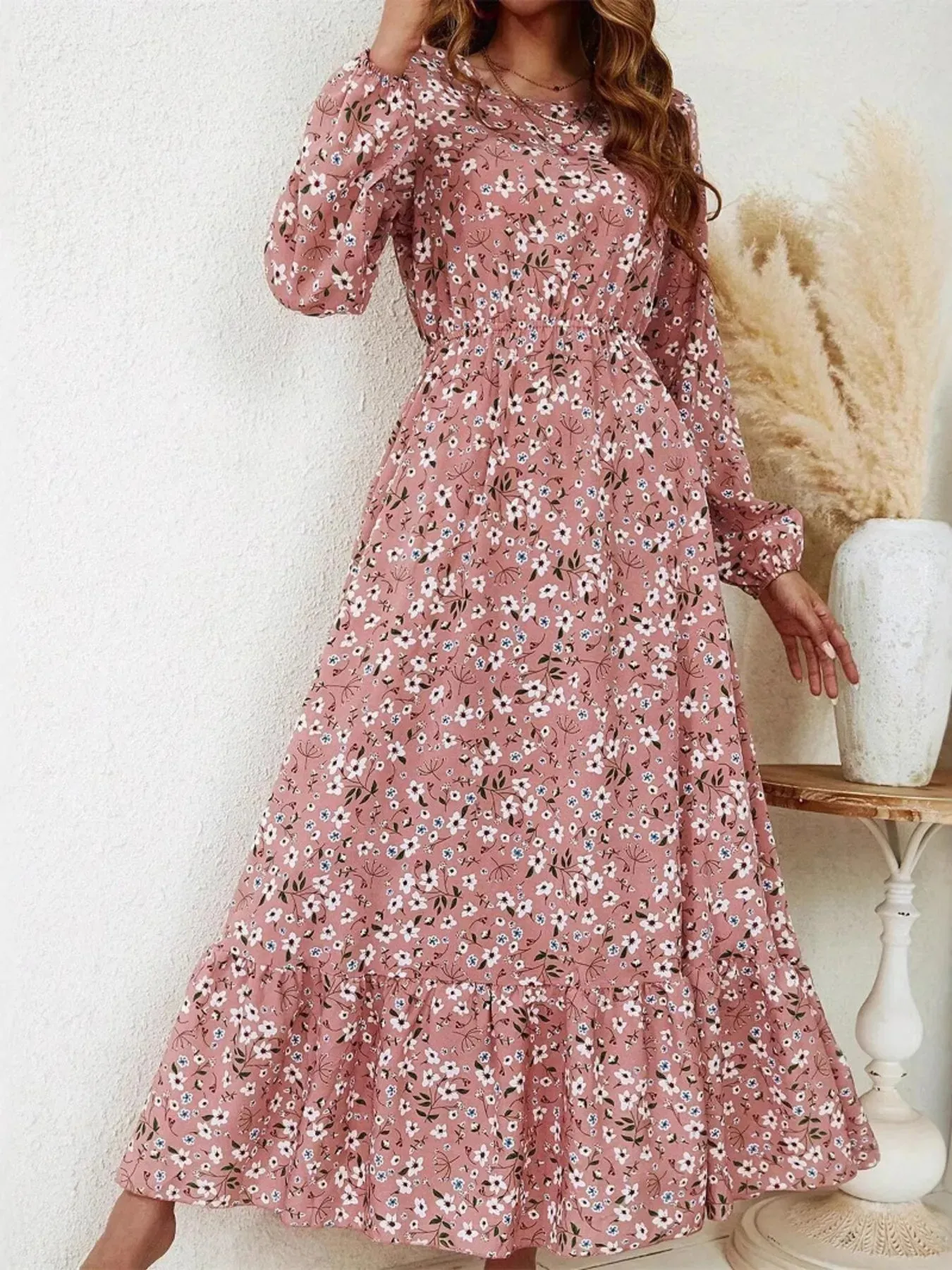 Floral Print Balloon Sleeve Maxi Dress sold by Charming Charlie
