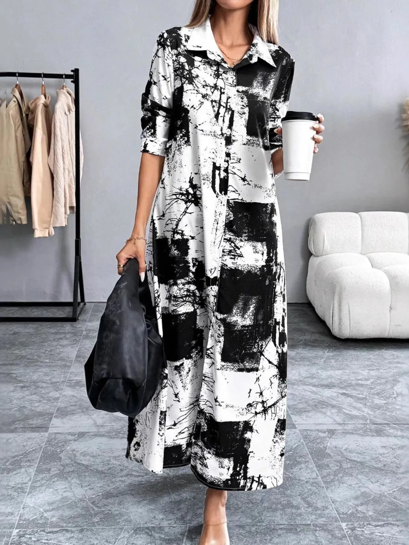 Dye-Tie Long Sleeve Shirt Dress sold by Charming Charlie