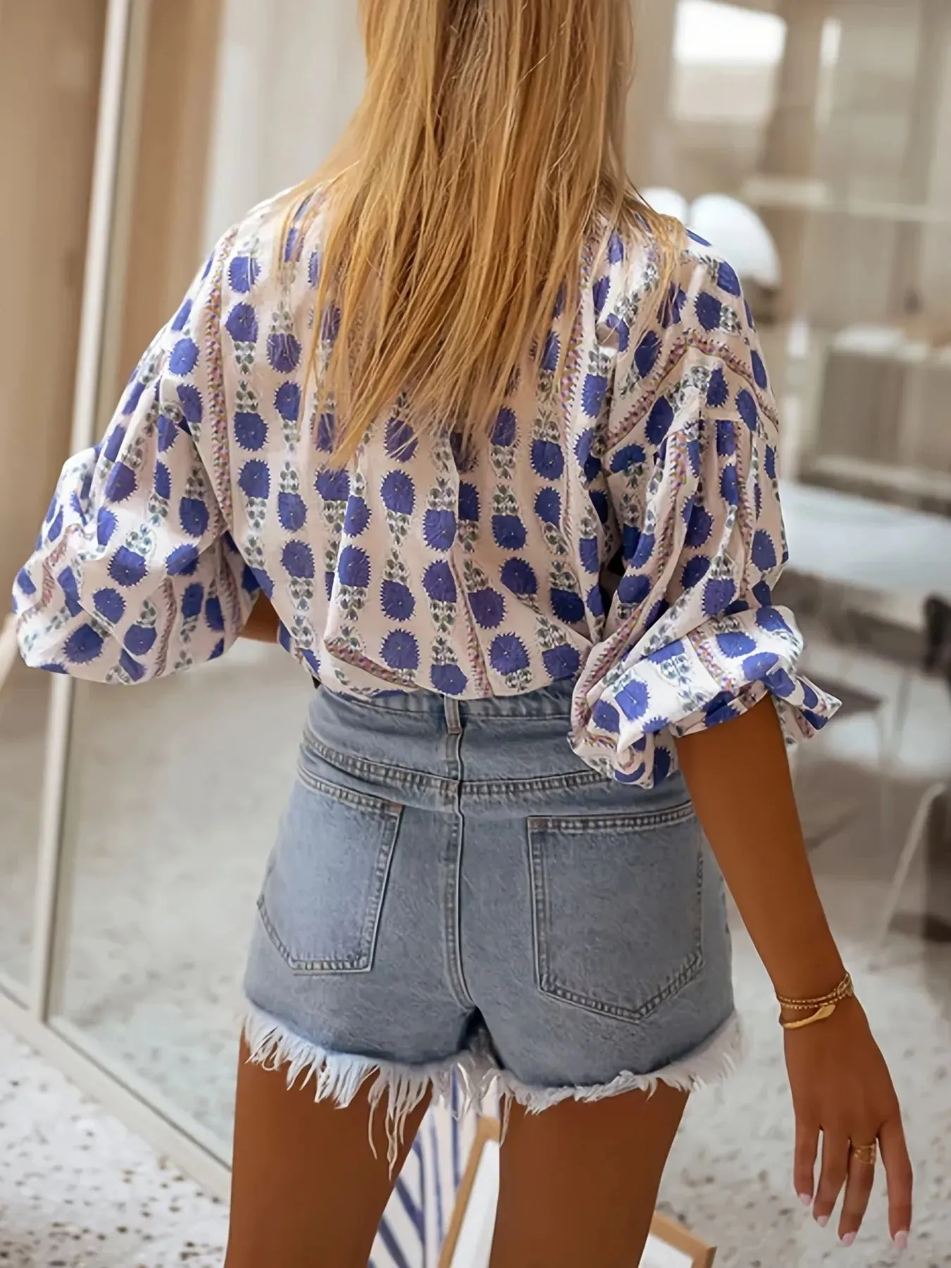 Printed Button Up Long Sleeve Shirt sold by Charming Charlie product image thumbnail 4