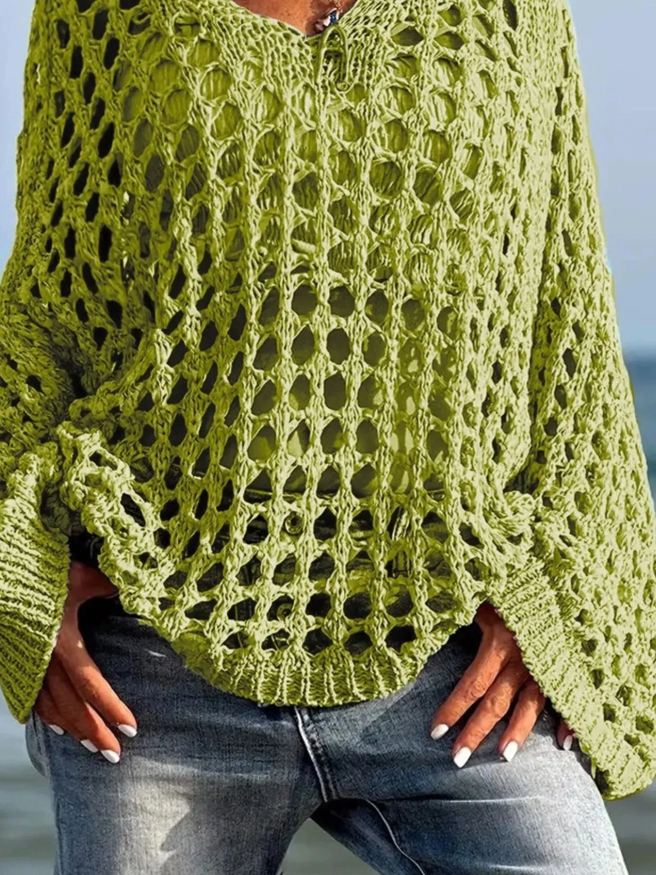 Crochet Long Sleeve Knit Cover Up sold by Charming Charlie product image thumbnail 3