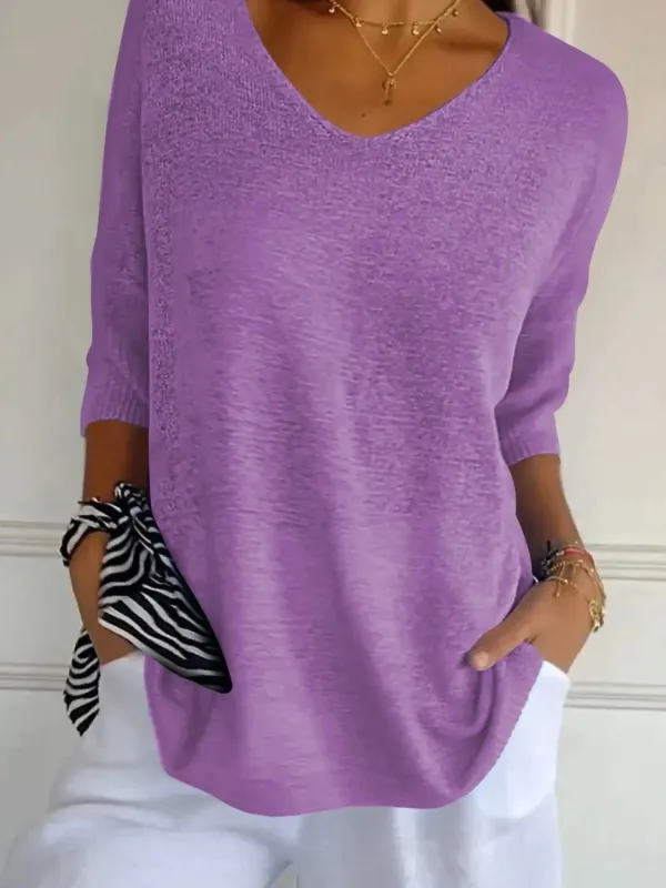Full Size Relaxed Fit Ribbed Hem Sweater Plus Size sold by Charming Charlie