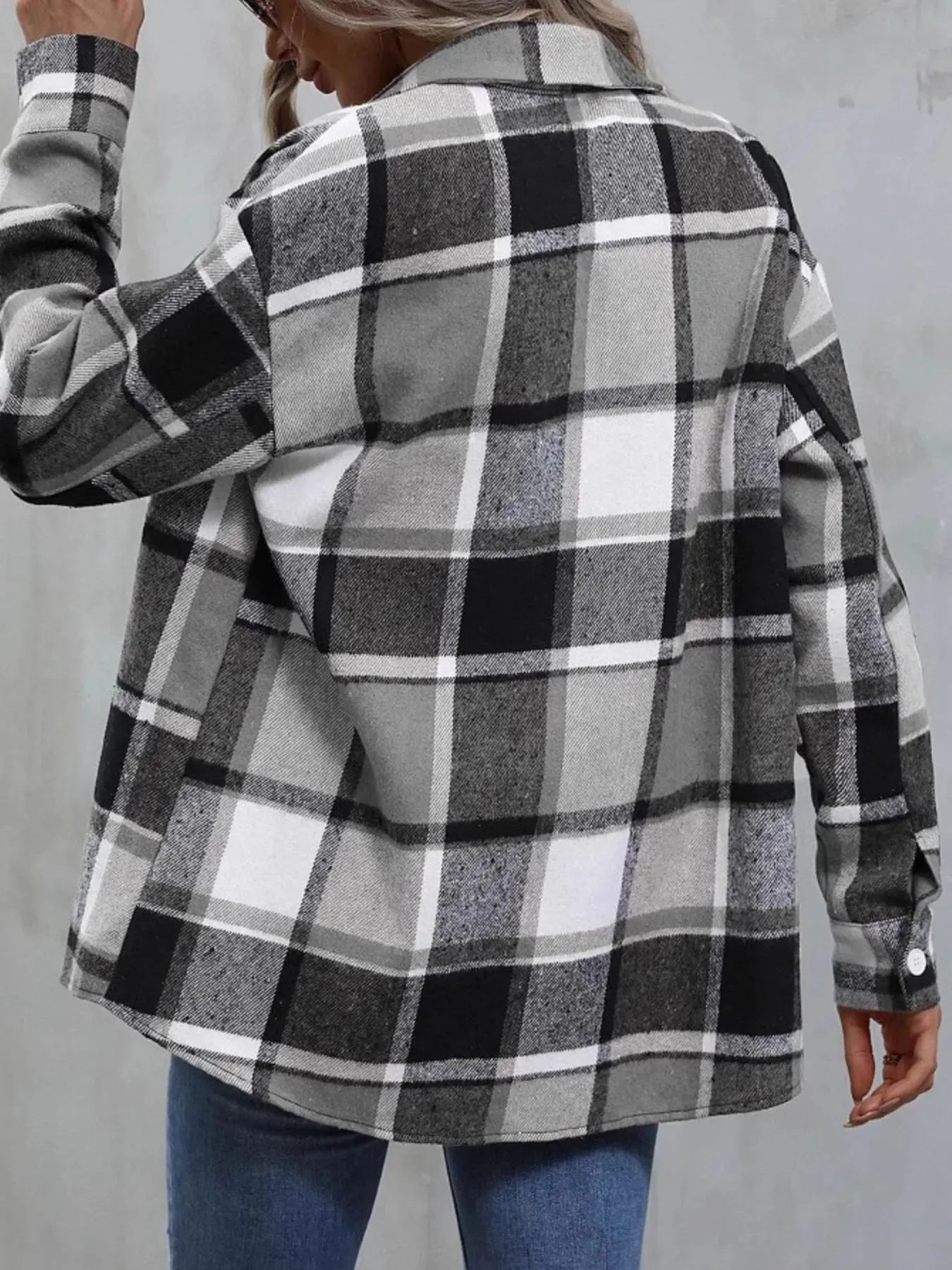 Plaid Flannel Button-Up Shacket sold by Charming Charlie product image thumbnail 4