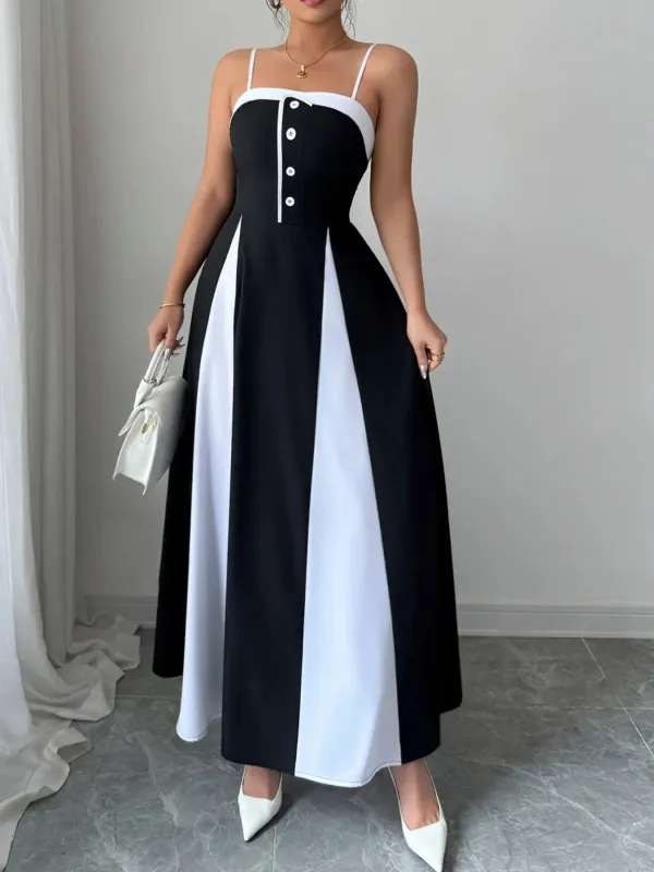 Decorative Button Contrast Maxi Cami Dress sold by Charming Charlie