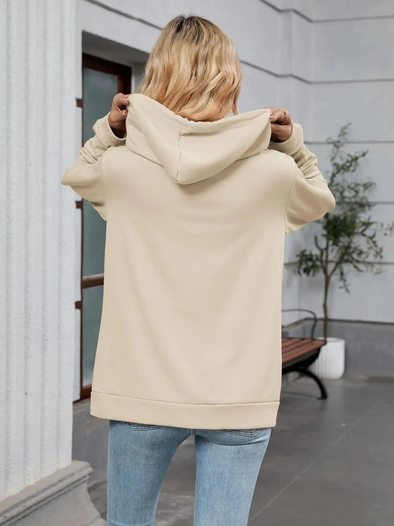 Drawstring Zip Up Long Sleeve Hoodie sold by Charming Charlie product image thumbnail 2