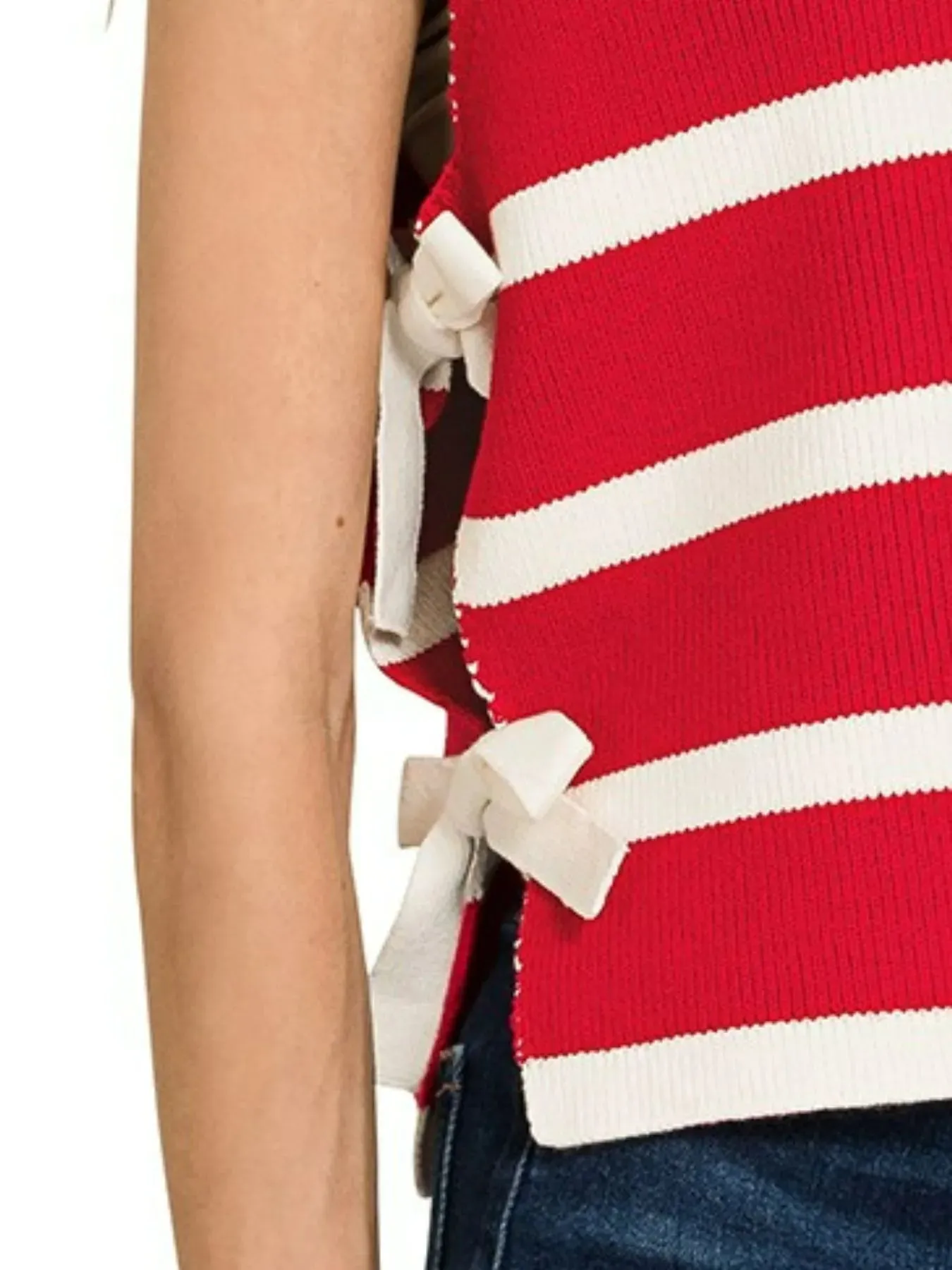 Zenana Side Tie Stripe Sweater Vest sold by Charming Charlie product image thumbnail 2