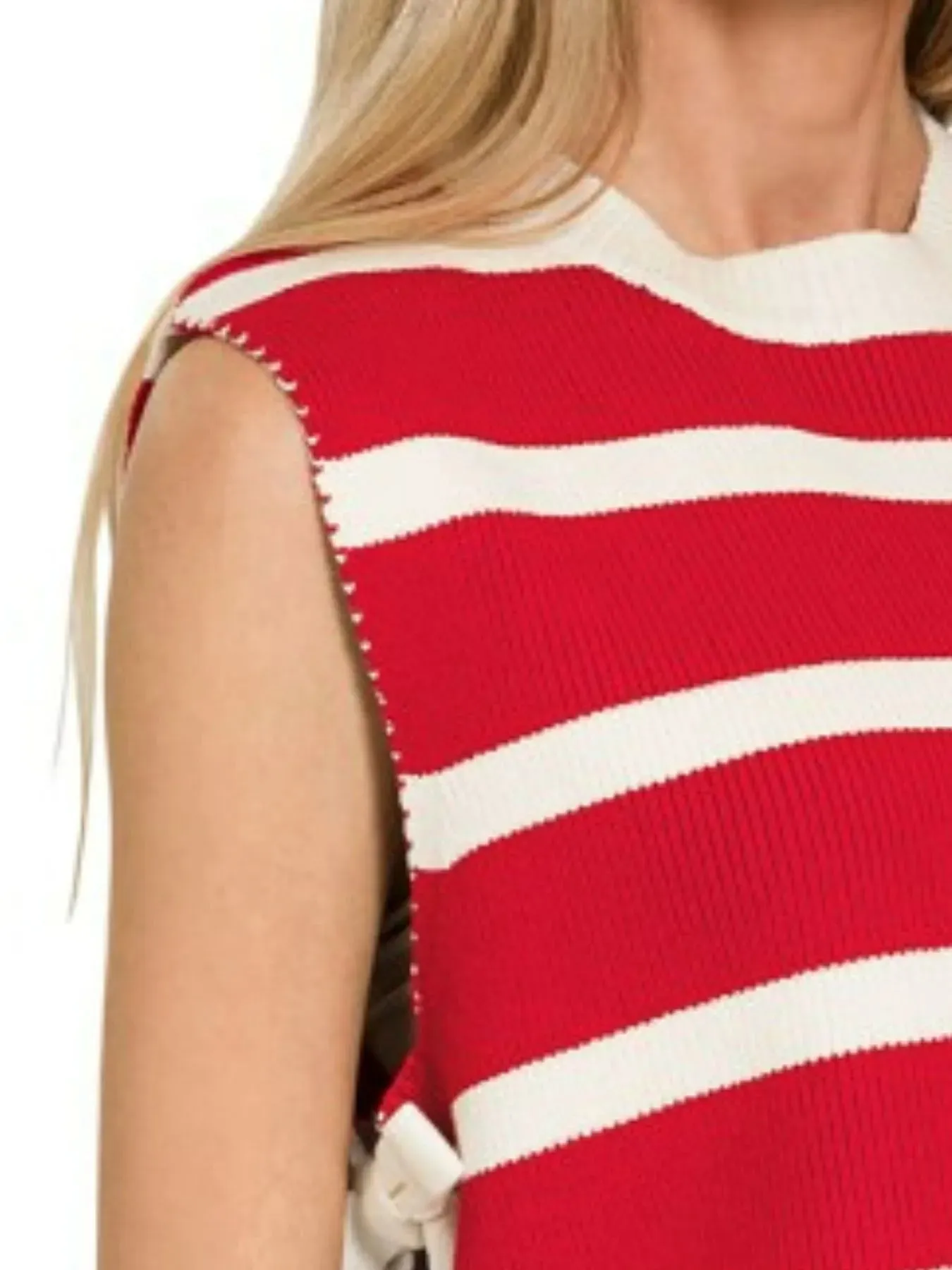 Zenana Side Tie Stripe Sweater Vest sold by Charming Charlie product image thumbnail 3