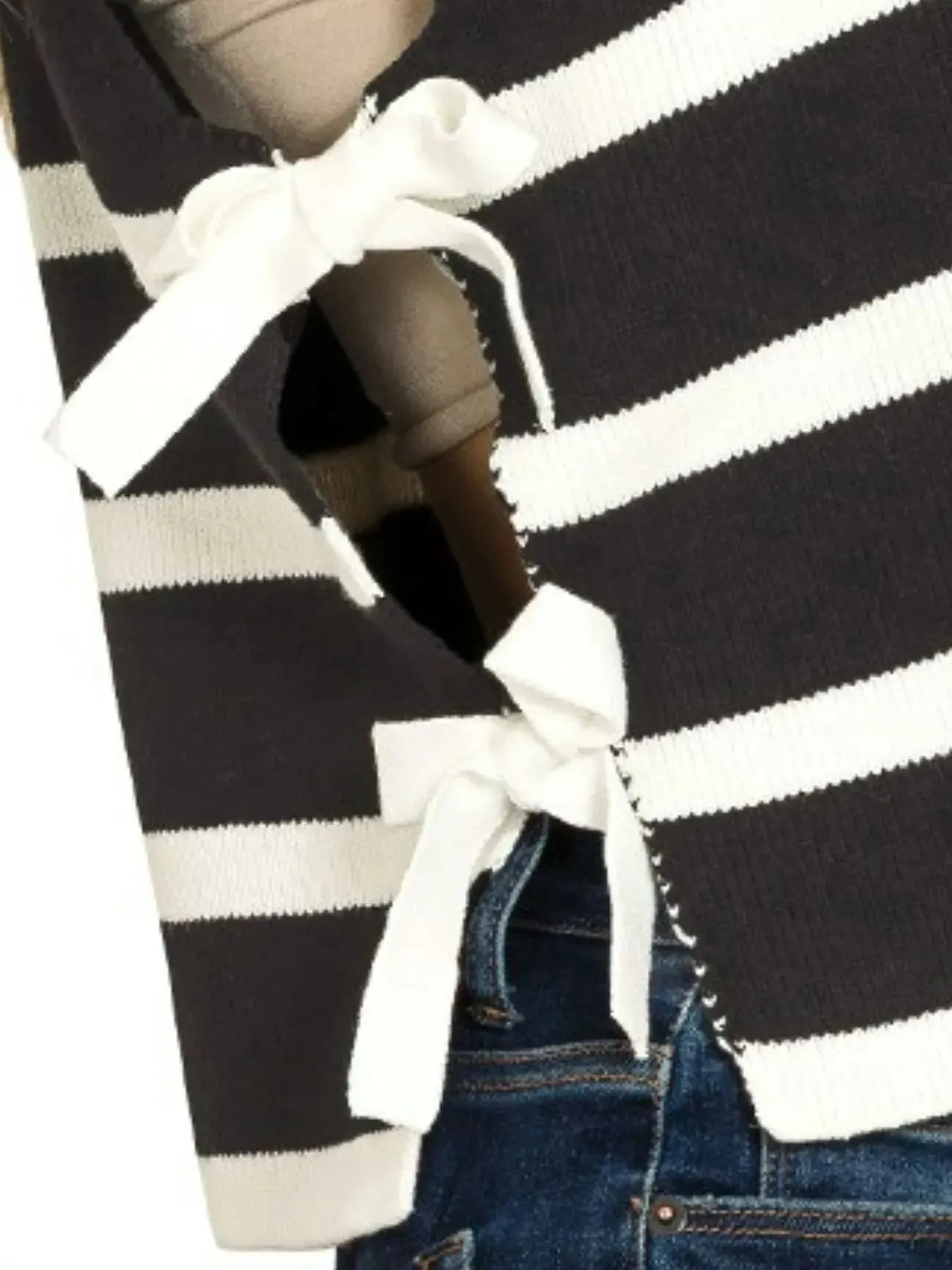 Zenana Side Tie Stripe Sweater Vest sold by Charming Charlie product image thumbnail 2