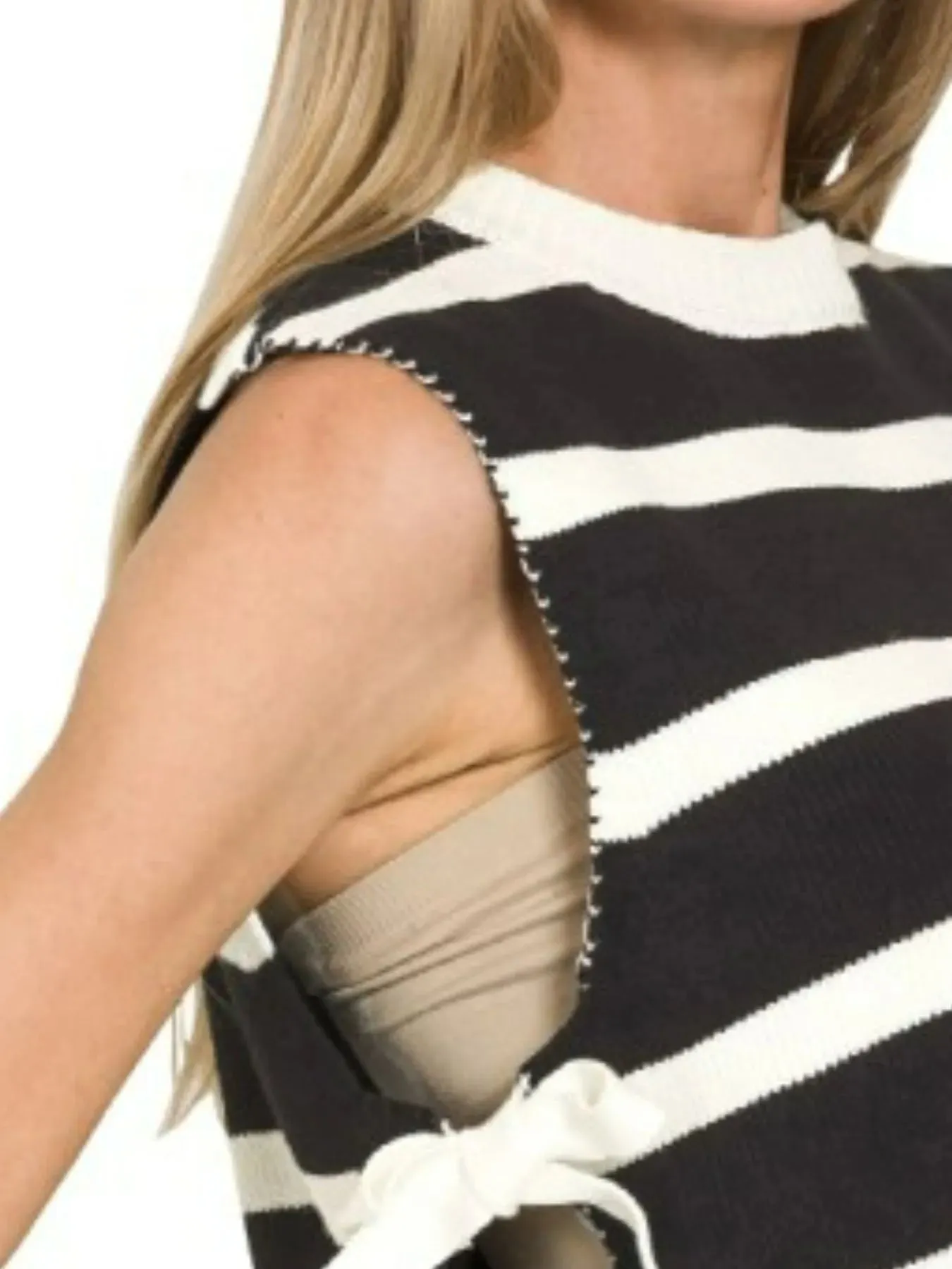 Zenana Side Tie Stripe Sweater Vest sold by Charming Charlie product image thumbnail 3