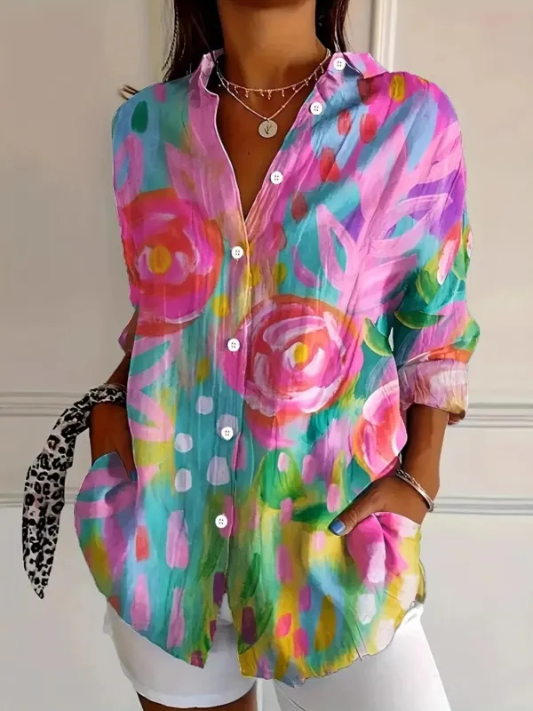 Printed Button-Down Long Sleeve Shirt sold by Charming Charlie