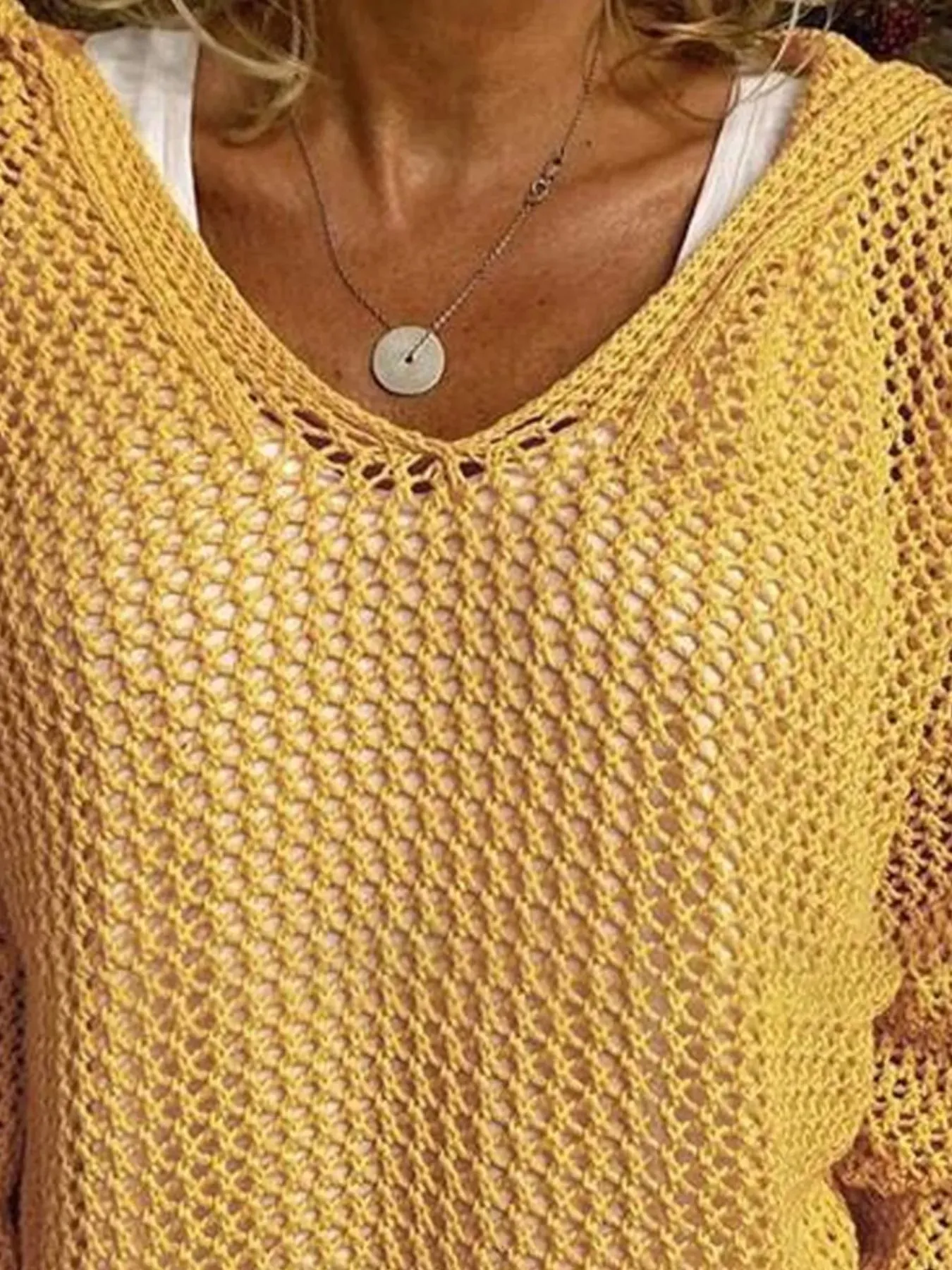 Openwork Long Sleeve Hooded Knit Cover Up sold by Charming Charlie product image thumbnail 2