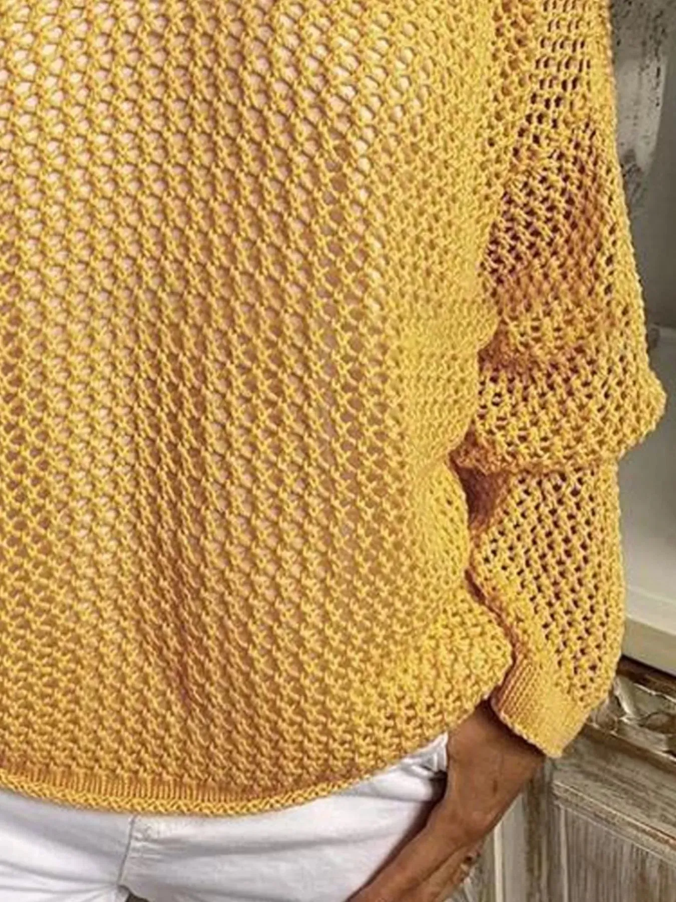 Openwork Long Sleeve Hooded Knit Cover Up sold by Charming Charlie product image thumbnail 3