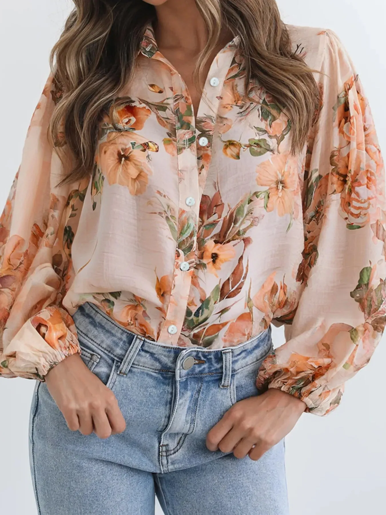 Floral Print Button-Up Shirt sold by Charming Charlie product image thumbnail 4