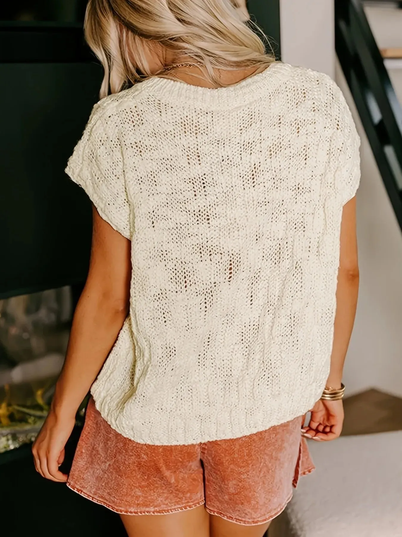 Notched Short Sleeve Sweater sold by Charming Charlie product image thumbnail 5