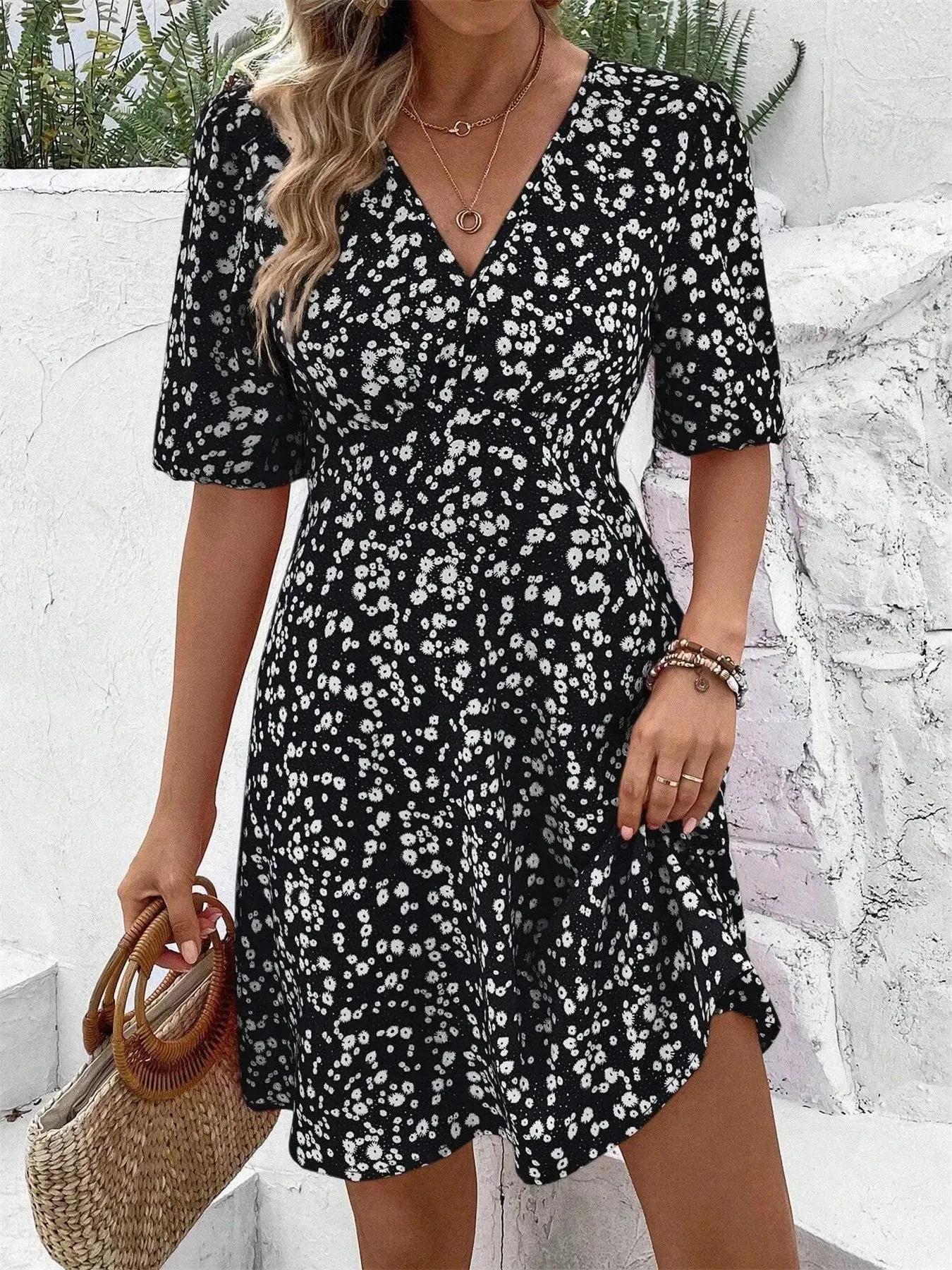 Printed Long Sleeve Mini Dress sold by Charming Charlie product image thumbnail 2