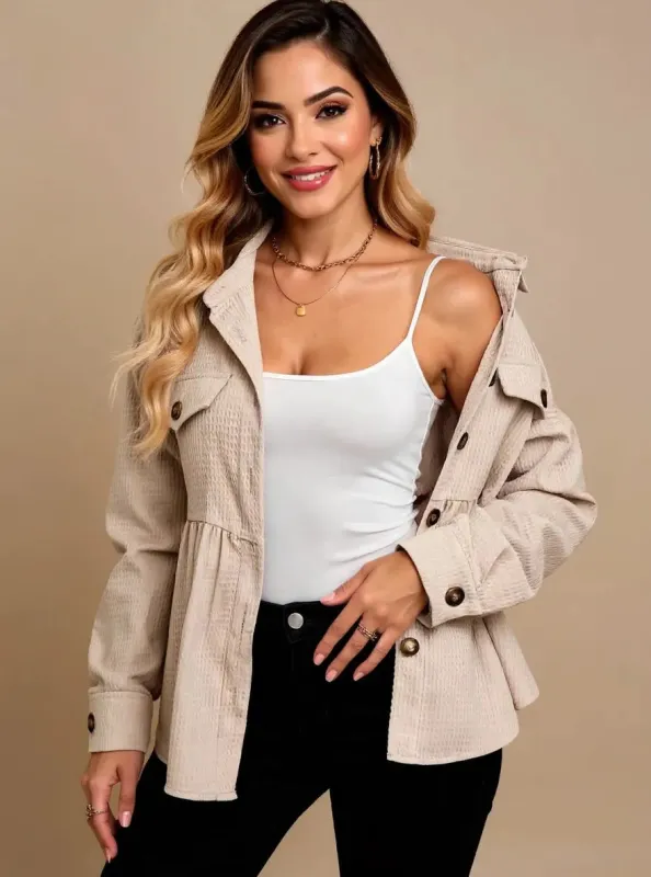 Waffle Knit Button Up Jacket sold by Charming Charlie