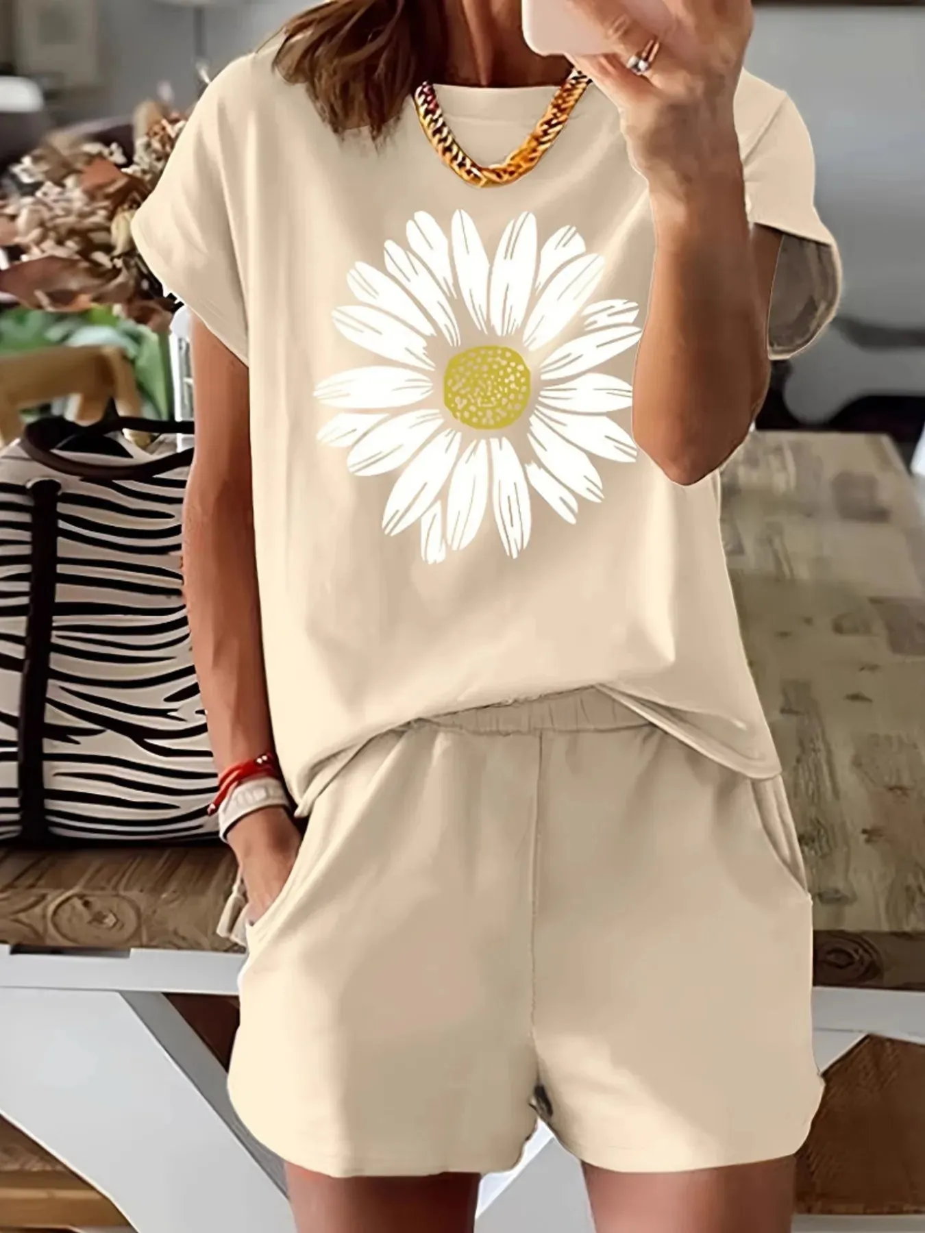 Daisy Short Sleeve Top and Shorts Two Piece Set sold by Charming Charlie