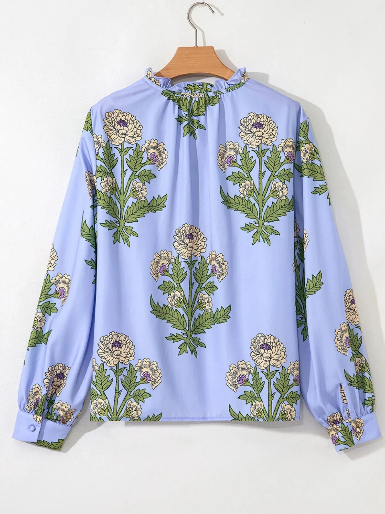 Floral Print Long Sleeve Tie Neck Blouse sold by Charming Charlie product image thumbnail 4