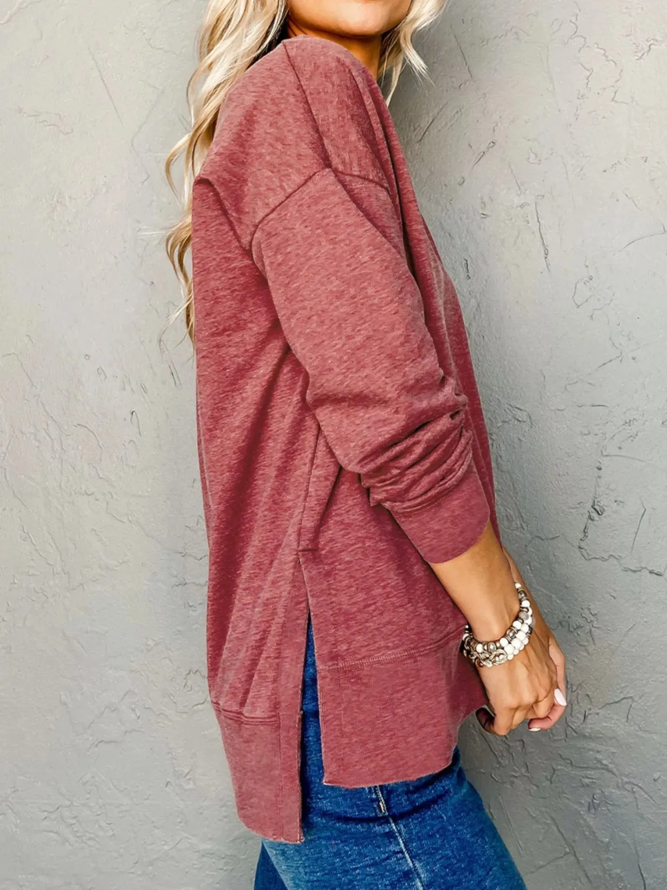 V-Neck Casual Long Sleeve T-Shirt sold by Charming Charlie product image thumbnail 4