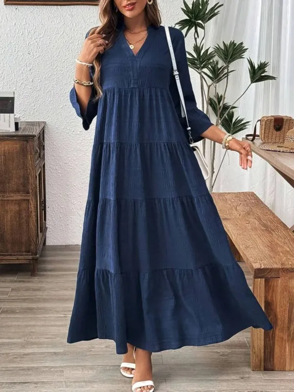 Tiered Notched Flounce Sleeve Maxi Dress sold by Charming Charlie