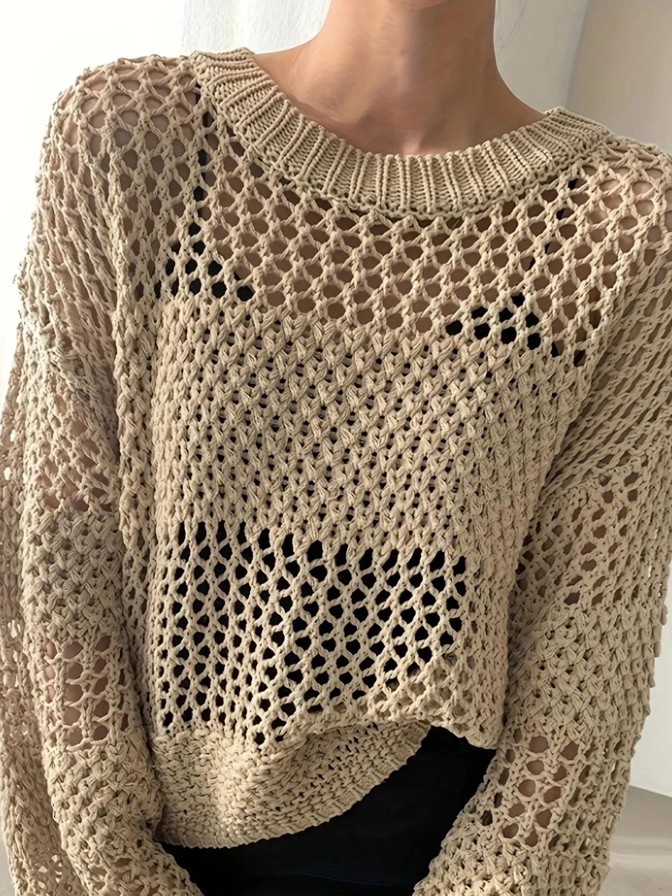 Openwork Long Sleeve Knit Cover Up sold by Charming Charlie product image thumbnail 2