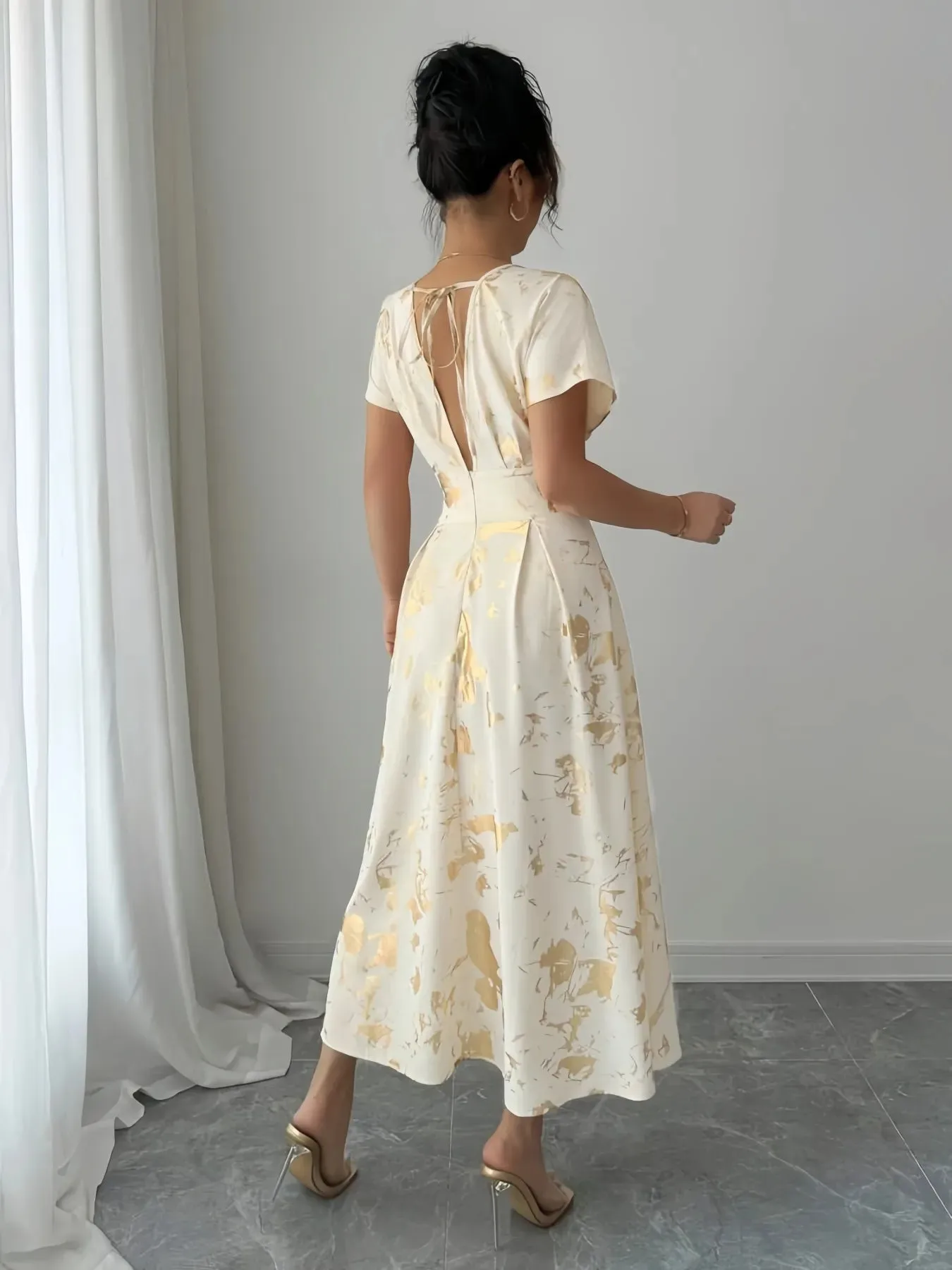 Printed V-Neck Short Sleeve Dress sold by Charming Charlie product image thumbnail 3