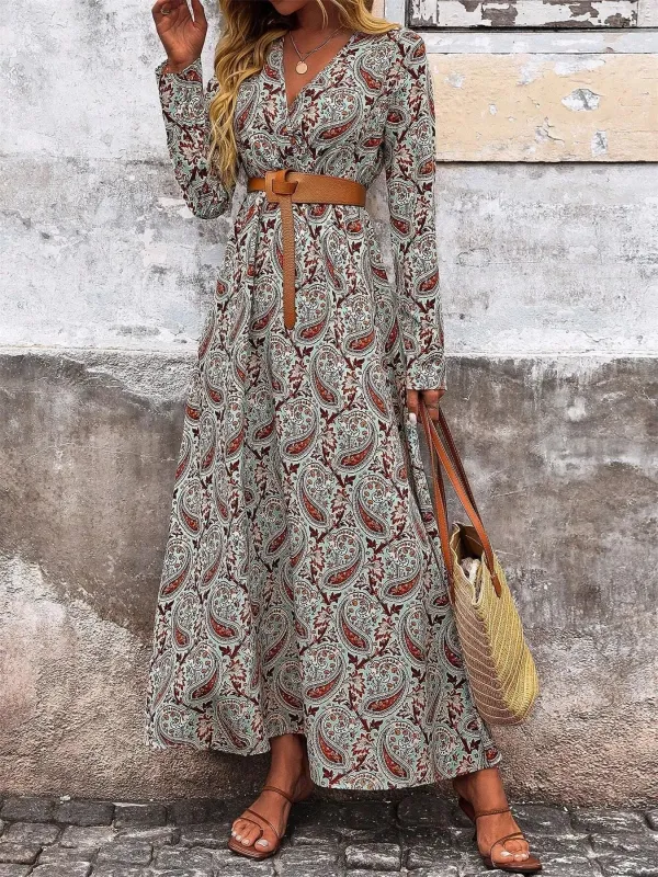 Paisley Print Long Sleeve Maxi Dress sold by Charming Charlie