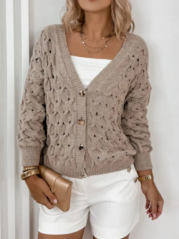 Textured V-Neck Long Sleeve Cardigan sold by Charming Charlie