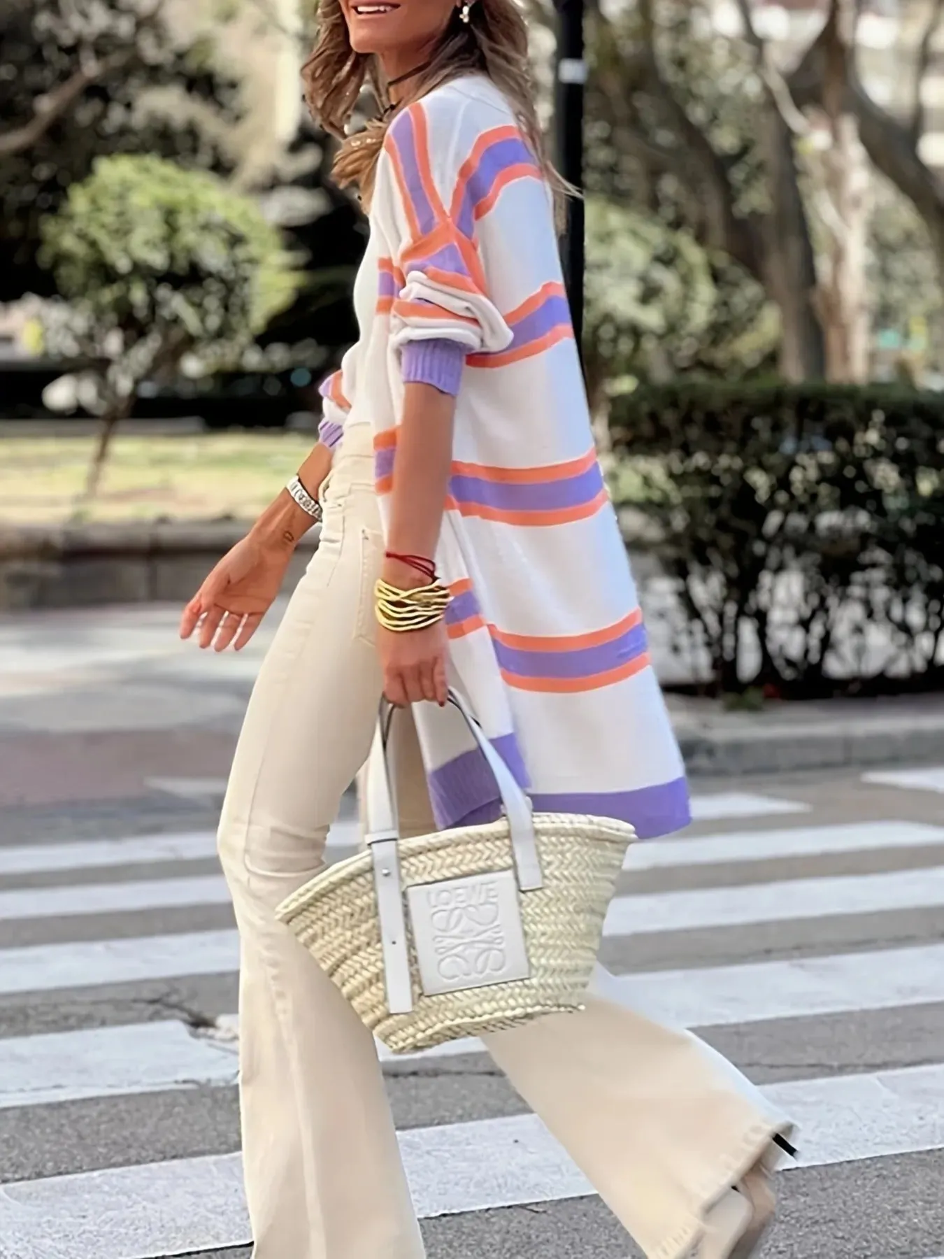 Striped Open Front Longline Cardigan sold by Charming Charlie product image thumbnail 3