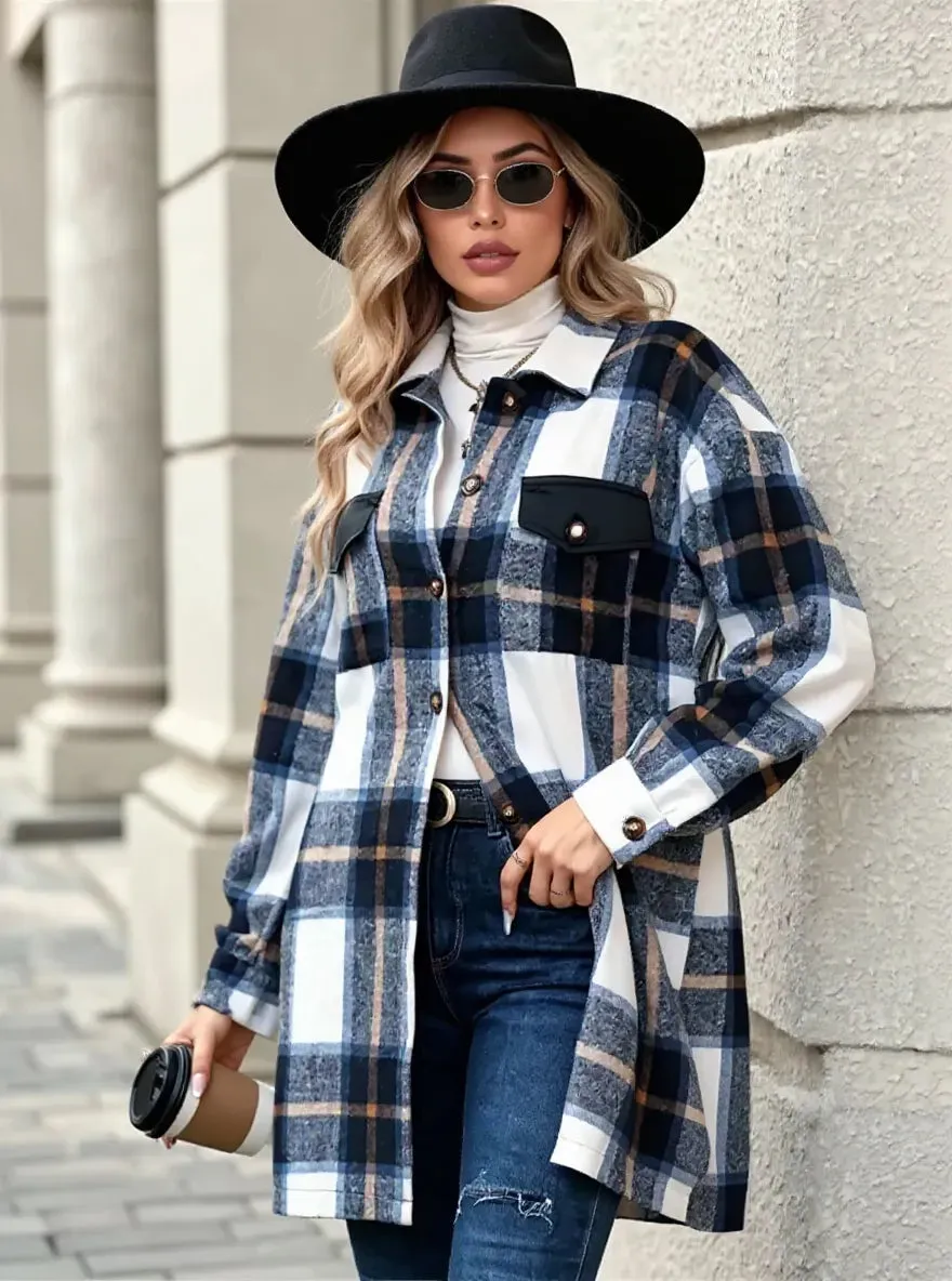 Oversized Plaid Flannel Long Sleeve Jacket sold by Charming Charlie