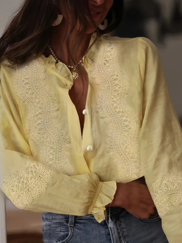 Embroidered Button Up Long Sleeve Shirt sold by Charming Charlie
