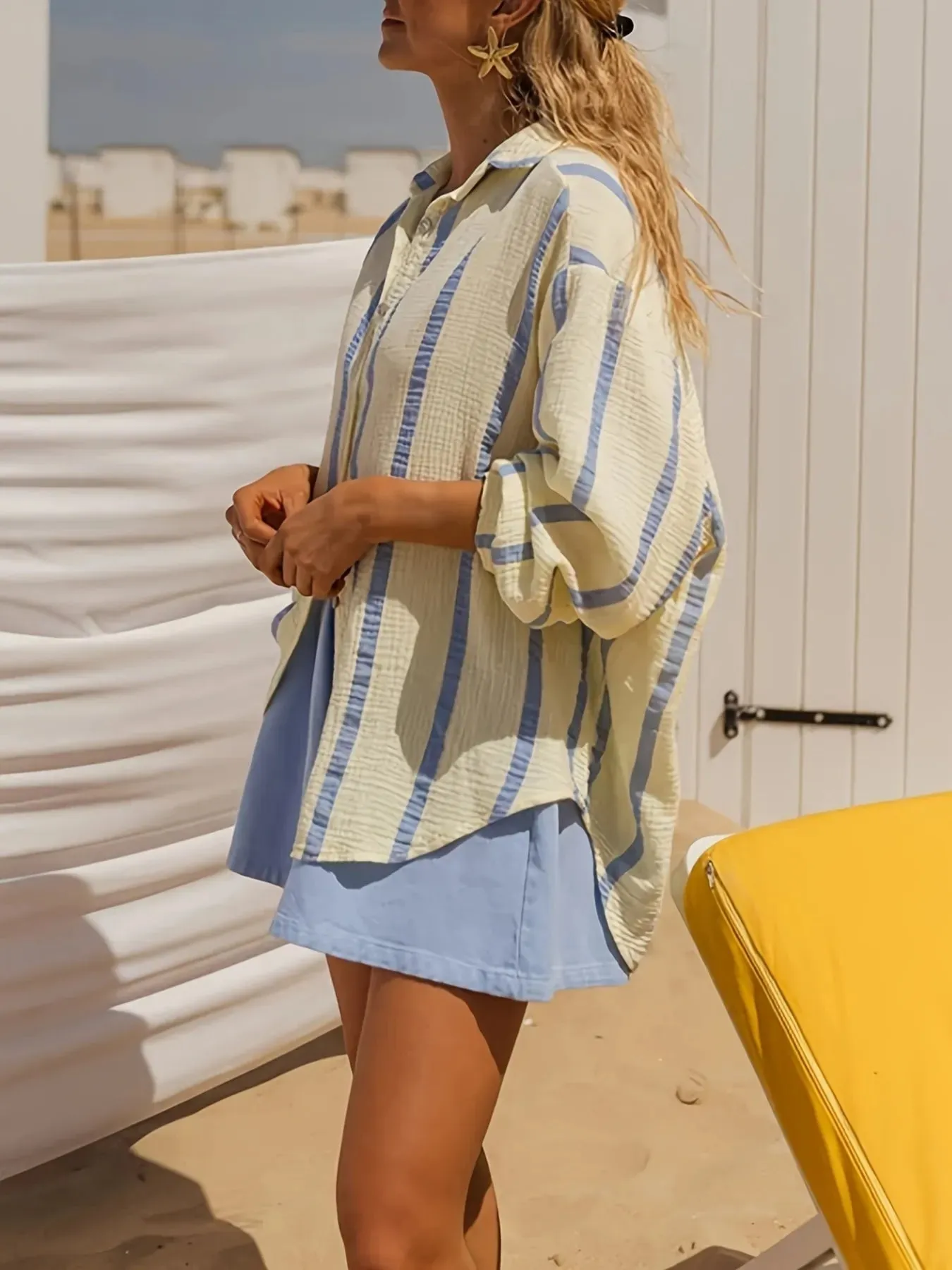 Striped Button Up Long Sleeve Shirt sold by Charming Charlie product image thumbnail 5