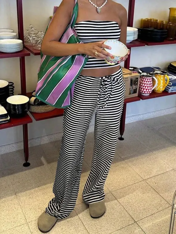 Striped Tube Top and Pants Set sold by Charming Charlie