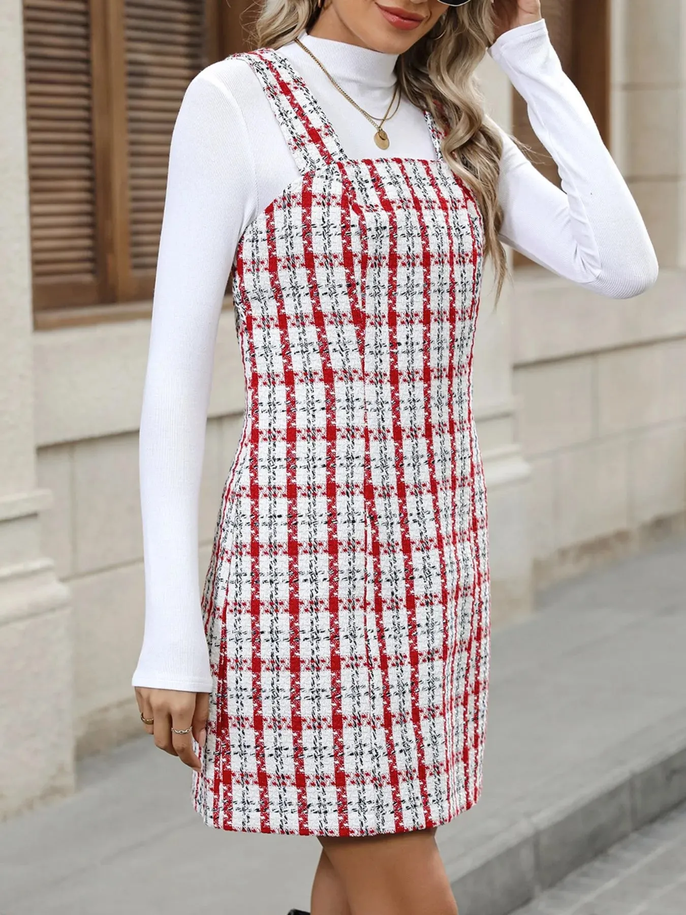 Plaid Tweed Square Neck Mini Dress sold by Charming Charlie product image thumbnail 5