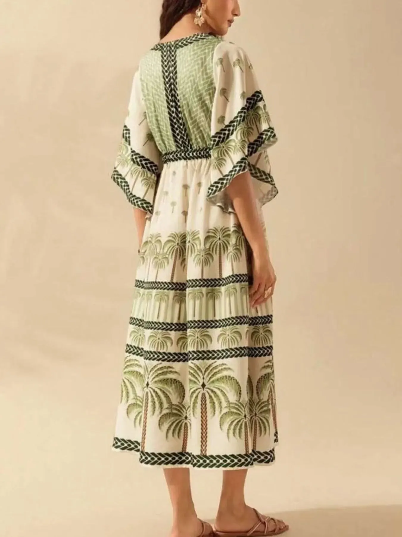 Palm Print V-Neck Midi Dress sold by Charming Charlie product image thumbnail 2