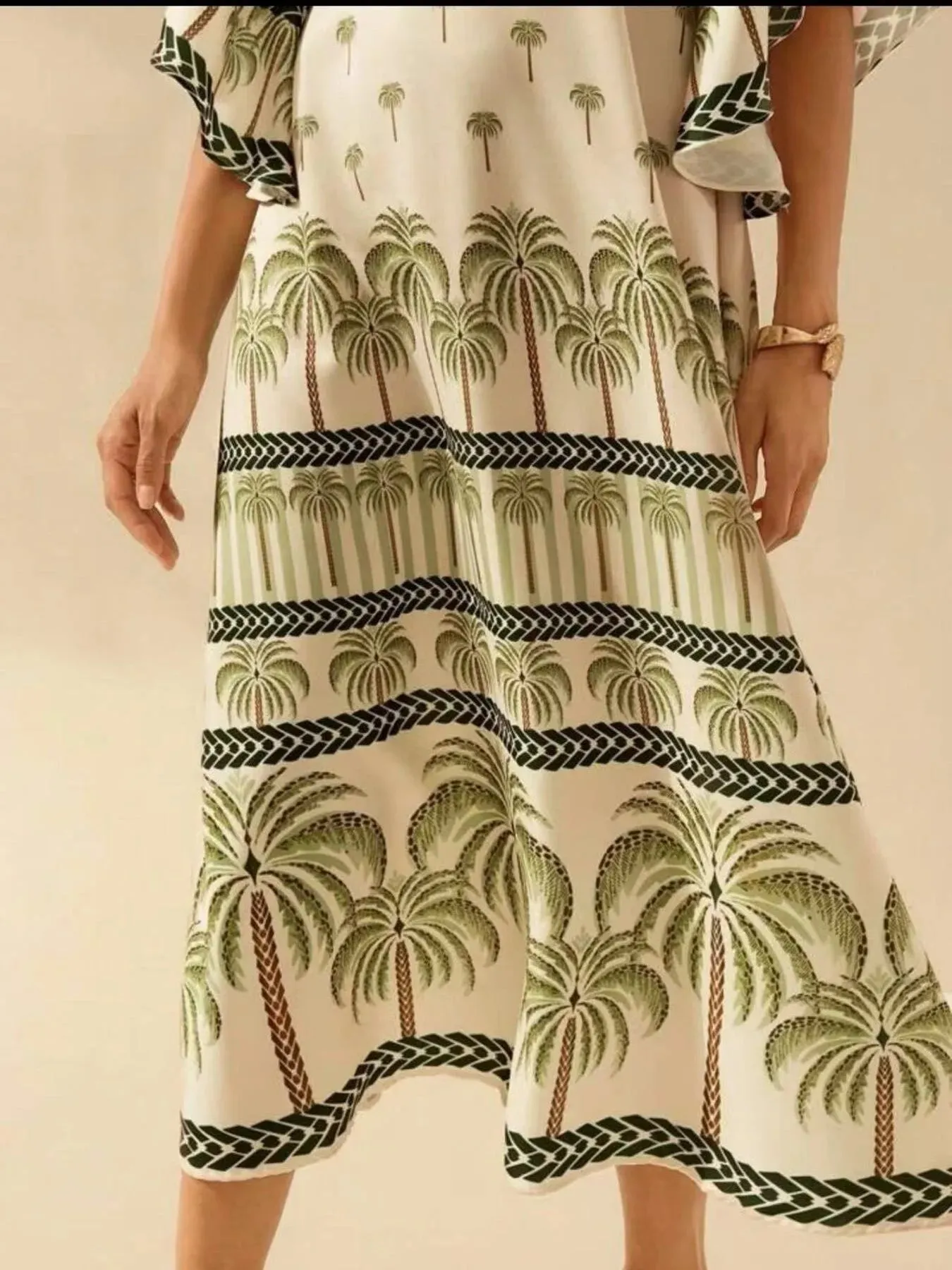 Palm Print V-Neck Midi Dress sold by Charming Charlie product image thumbnail 4