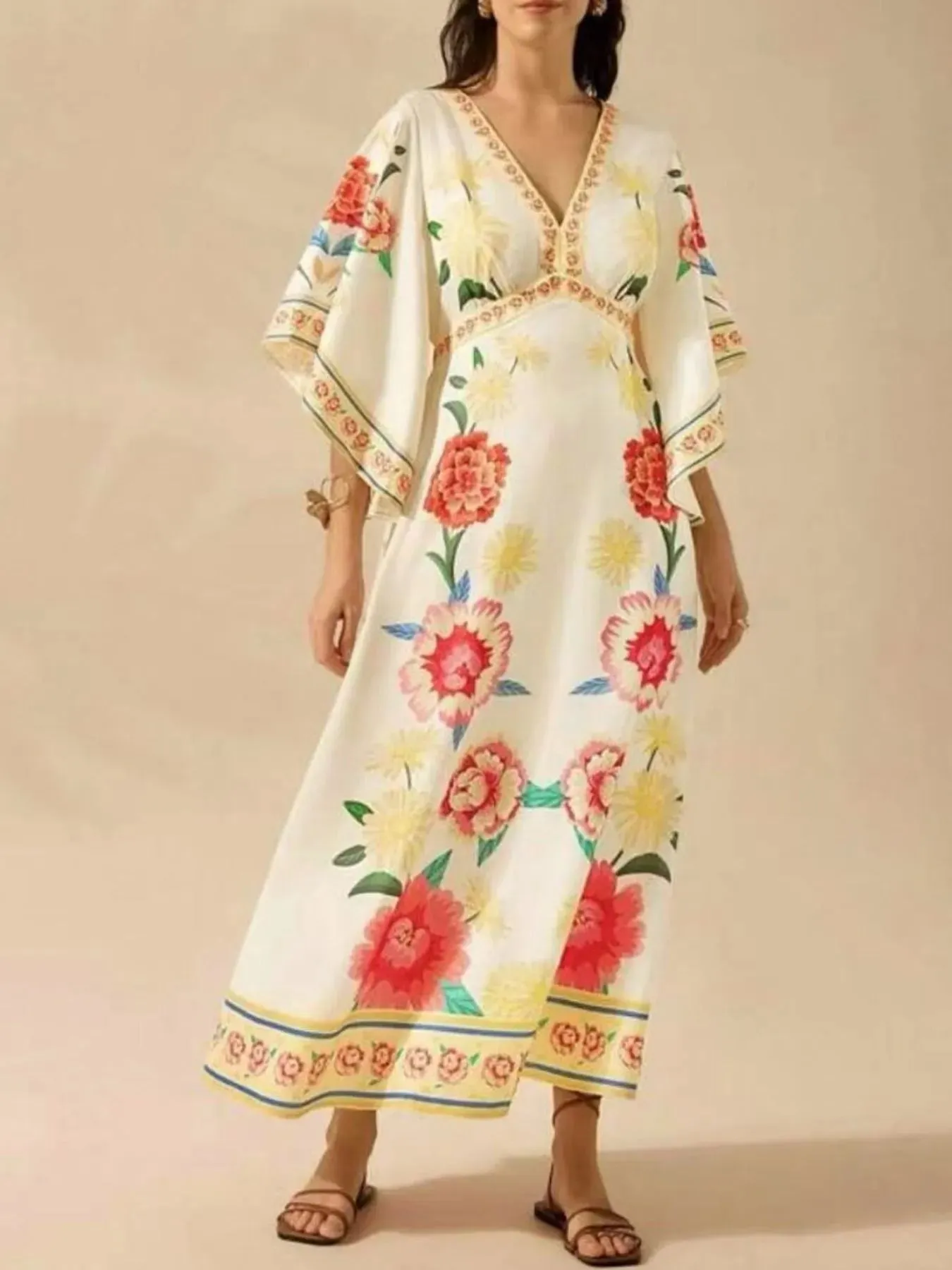 Palm Print V-Neck Midi Dress sold by Charming Charlie product image thumbnail 5