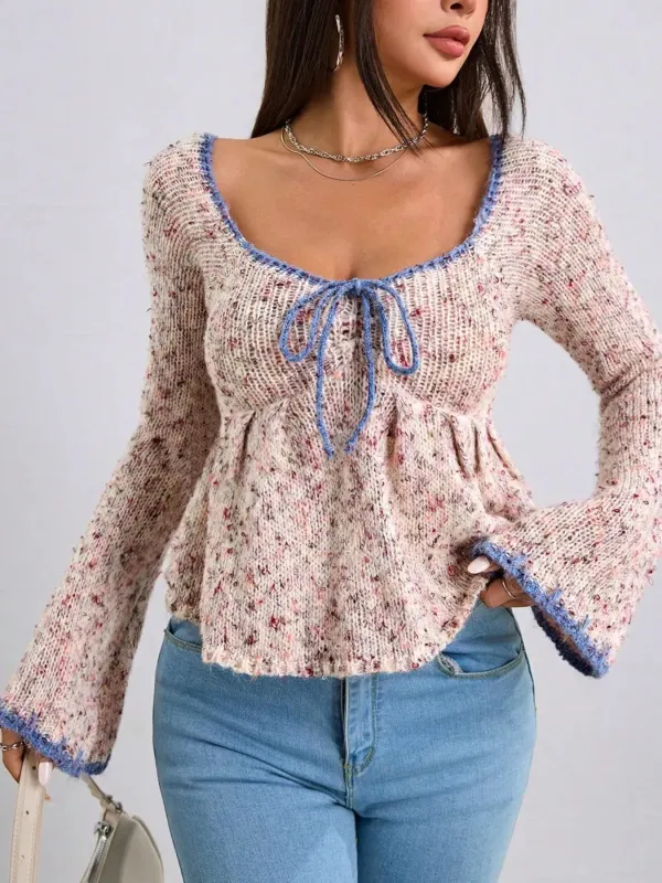 Tie Front Flare Sleeve Sweater sold by Charming Charlie