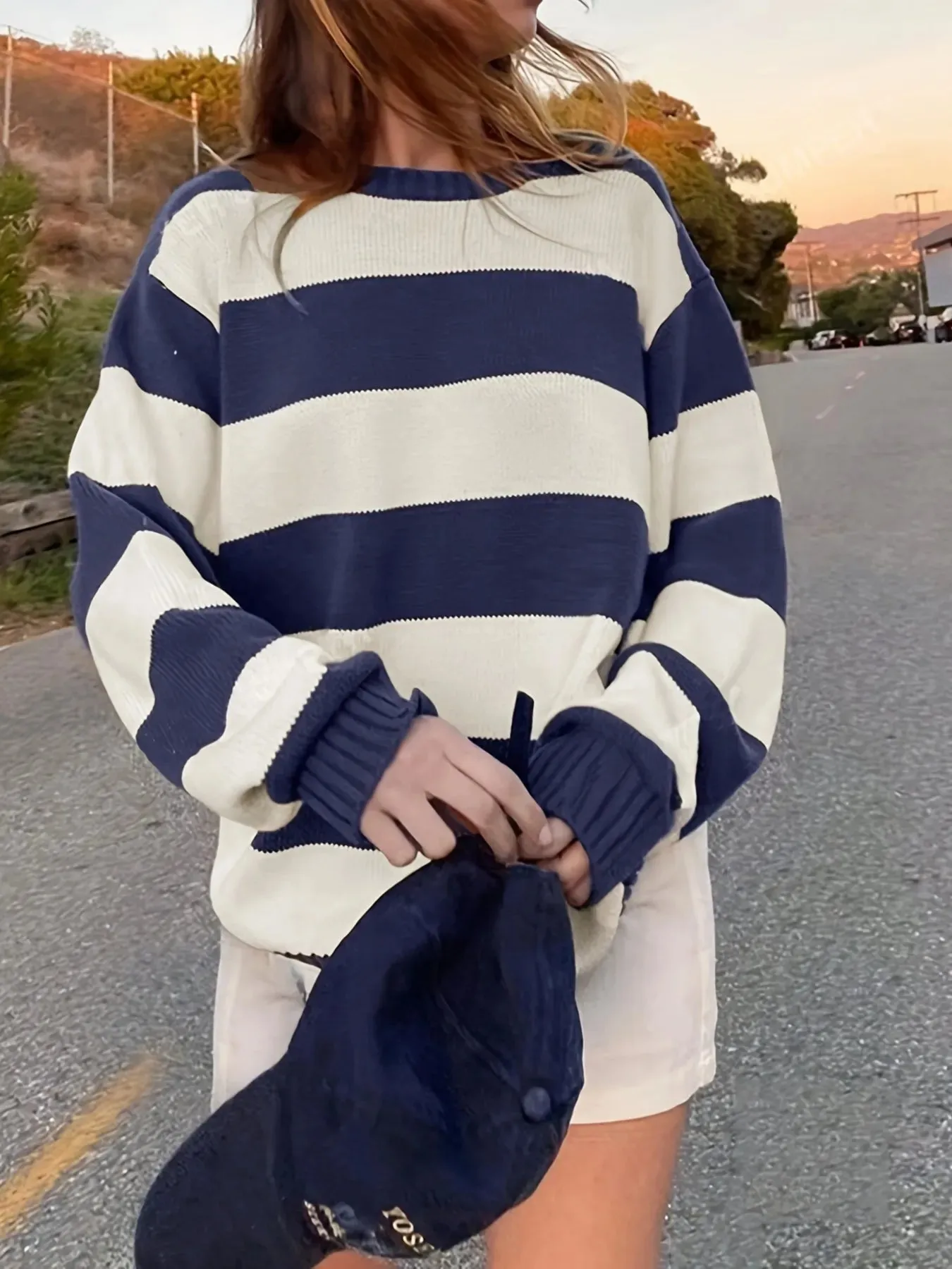 Contrast Striped Long Sleeve Sweater sold by Charming Charlie