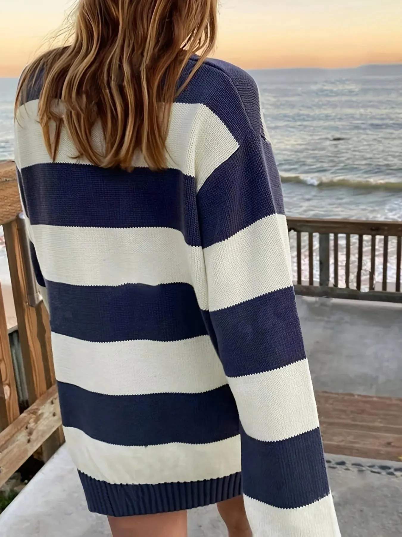 Contrast Striped Long Sleeve Sweater sold by Charming Charlie product image thumbnail 2
