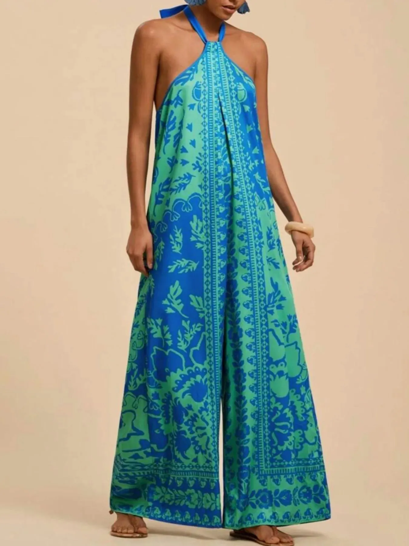 Printed Halter Wide-Leg Jumpsuit sold by Charming Charlie product image thumbnail 4