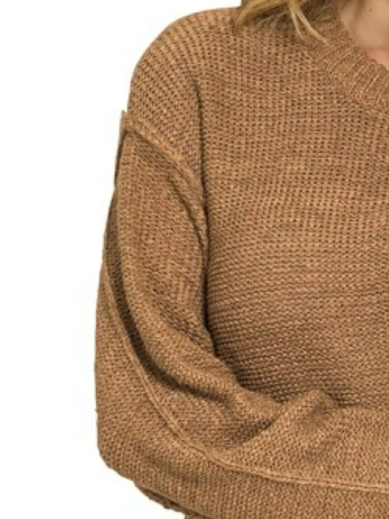 Zenana Exposed Seam Round Neck Sweater sold by Charming Charlie product image thumbnail 3