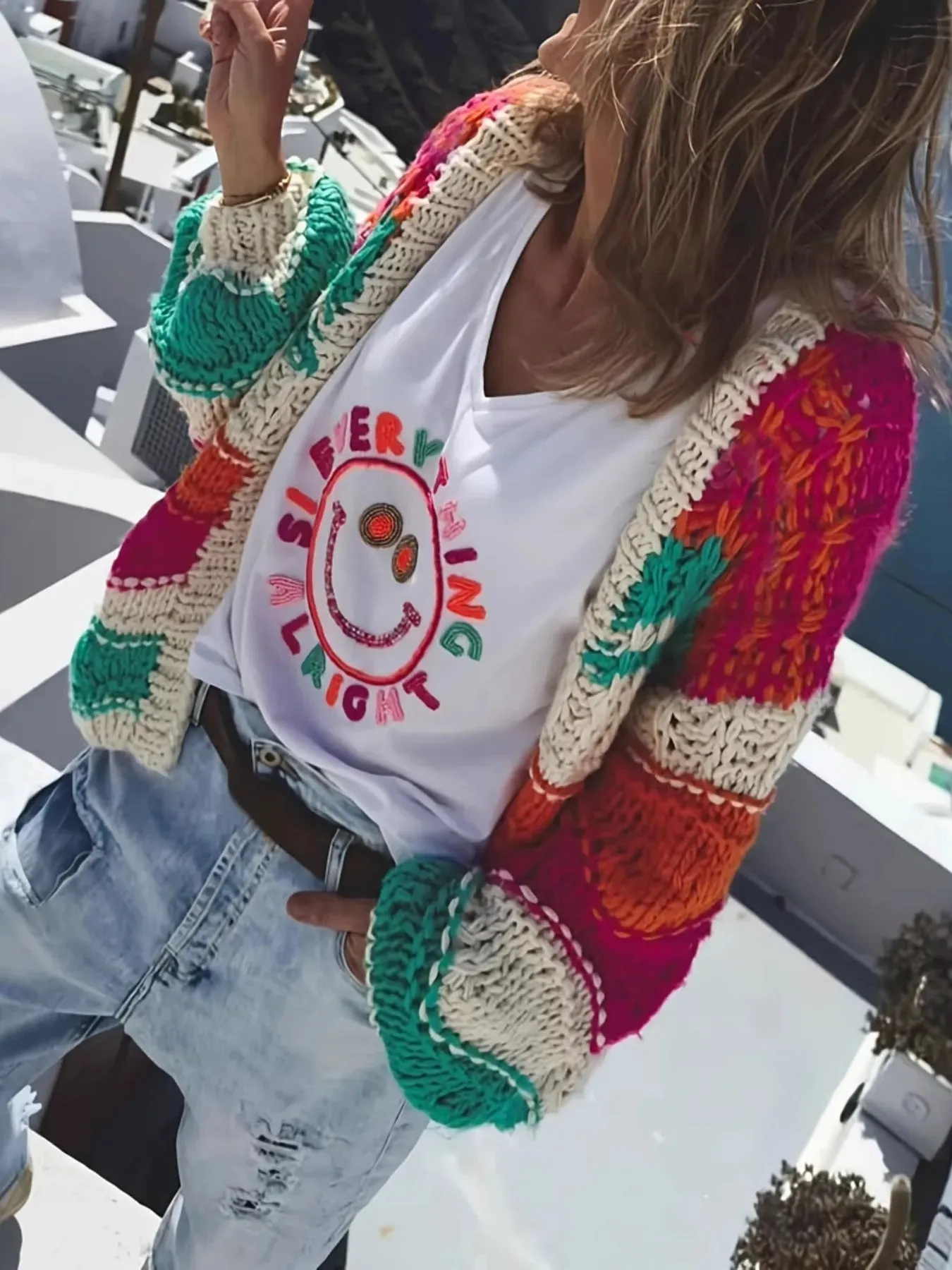 Color Block Open Front Cardigan sold by Charming Charlie product image thumbnail 2