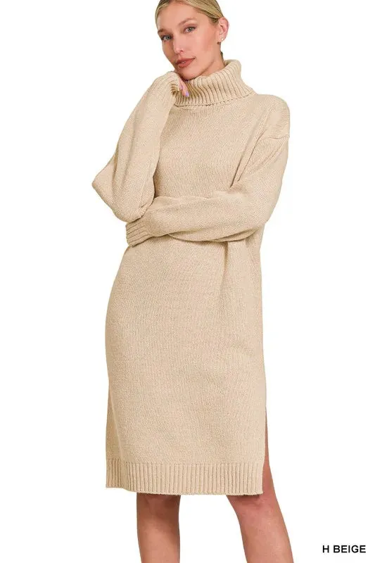 Zenana Turtle Neck Long Sleeve Midi Sweater Dress sold by Charming Charlie