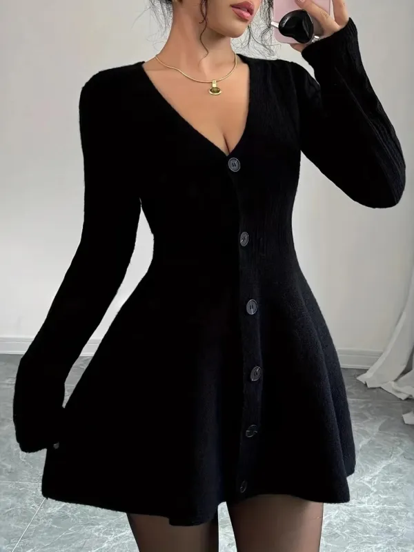 V-Neck Long Sleeve Sweater Dress sold by Charming Charlie