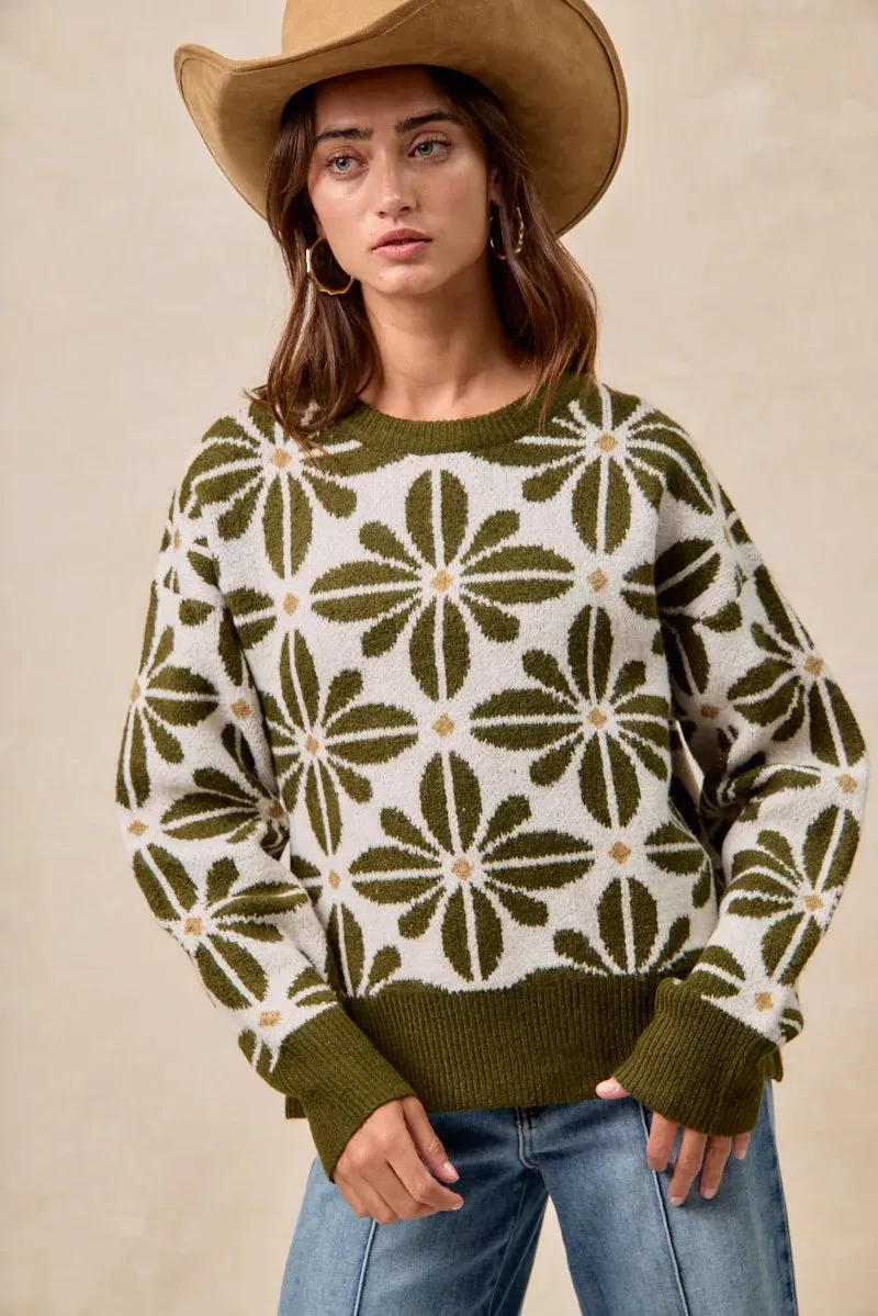 BiBi Flower Pattern Long Sleeve Sweater sold by Charming Charlie product image thumbnail 5