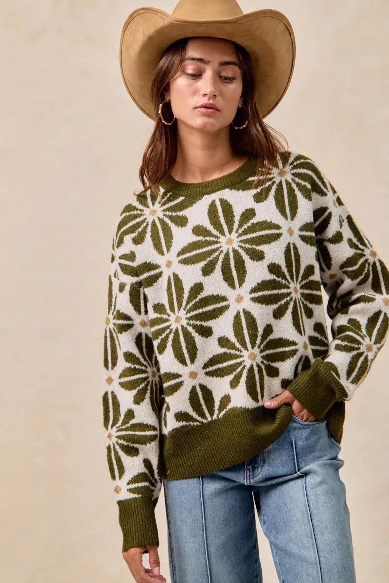 BiBi Flower Pattern Long Sleeve Sweater sold by Charming Charlie product image thumbnail 4