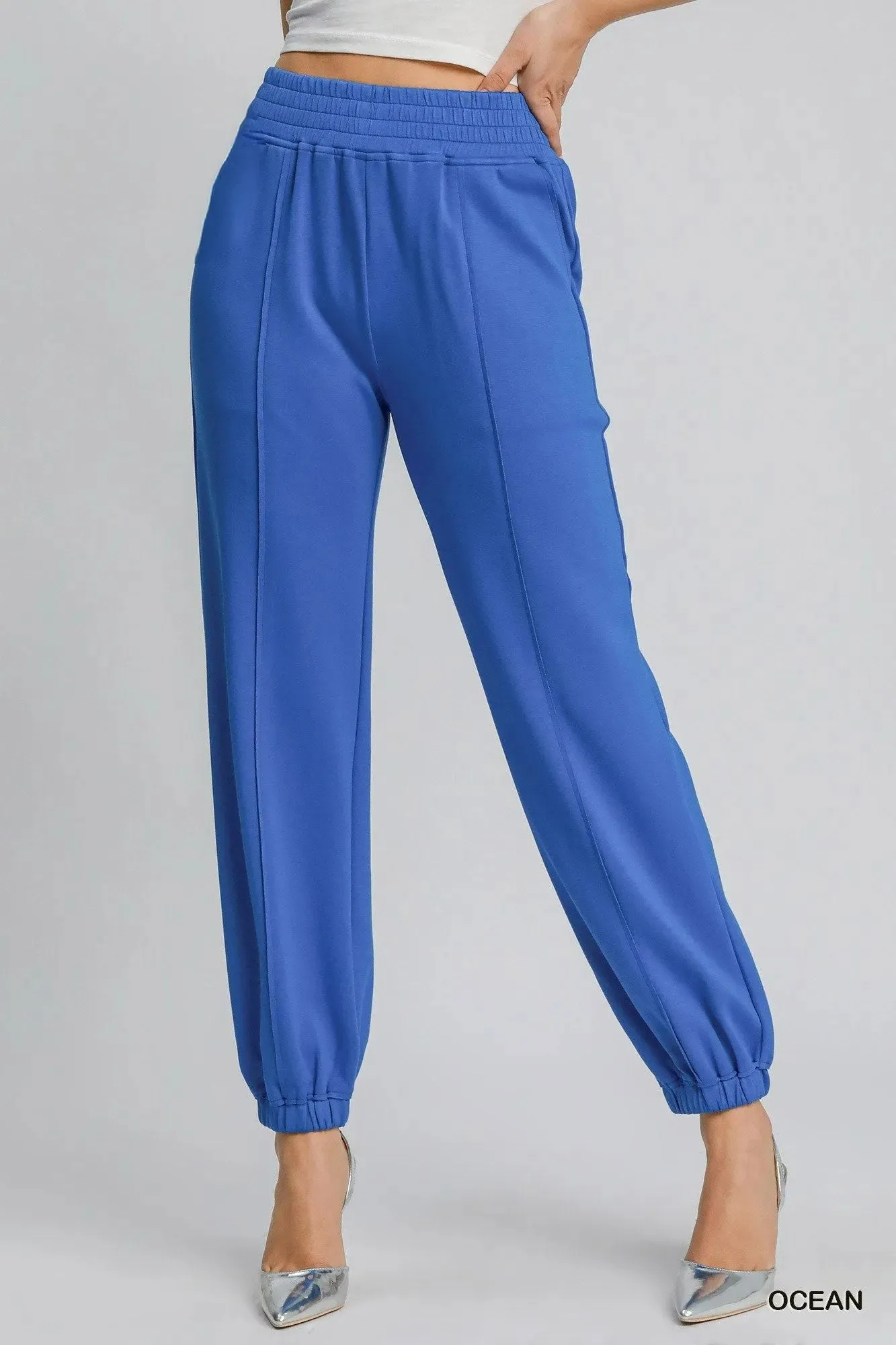 Umgee Drawstring Jogger Pants with Front Seam Detail sold by Charming Charlie