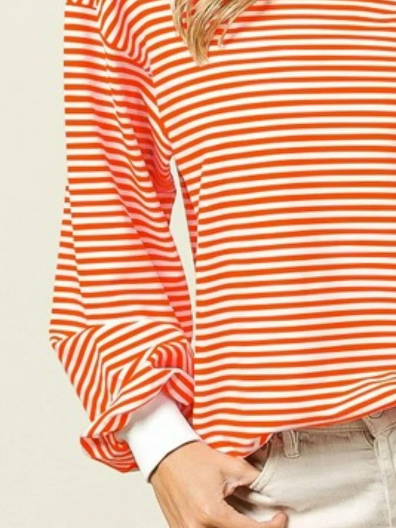 BiBi French Terry Stripe Long Sleeve Sweatshirt sold by Charming Charlie product image thumbnail 3